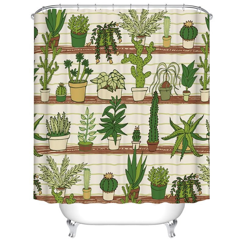 Tropical Succulent Plant Shower Curtain | 72x72 Waterproof