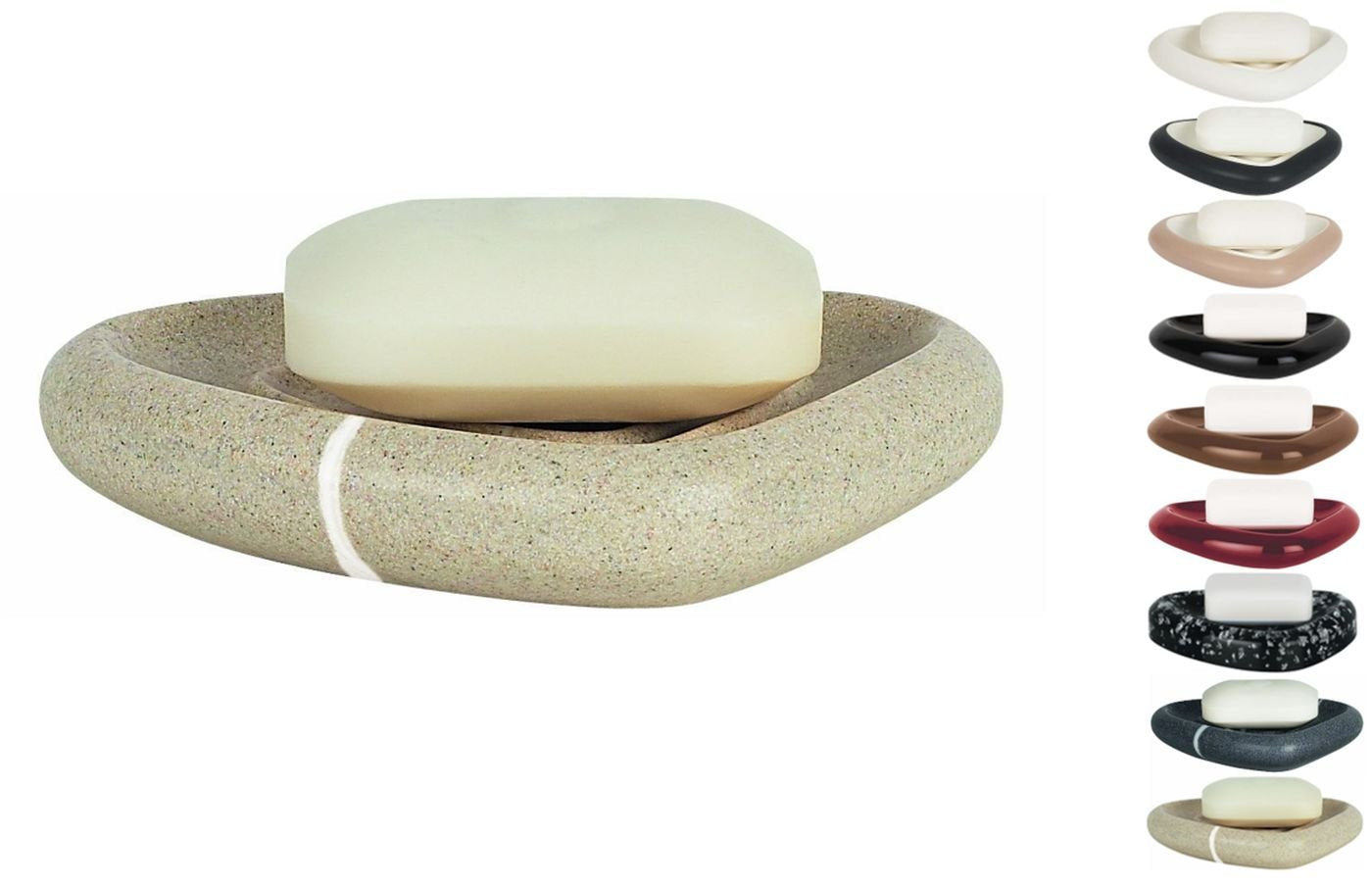 Spirella Etna Stoneware Soap Dish – Organic Sand Polyresin Design