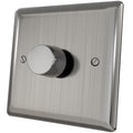 iolloi LED Dimmer Switch | 1/2 Gang Rotary Brushed Steel 3-100W