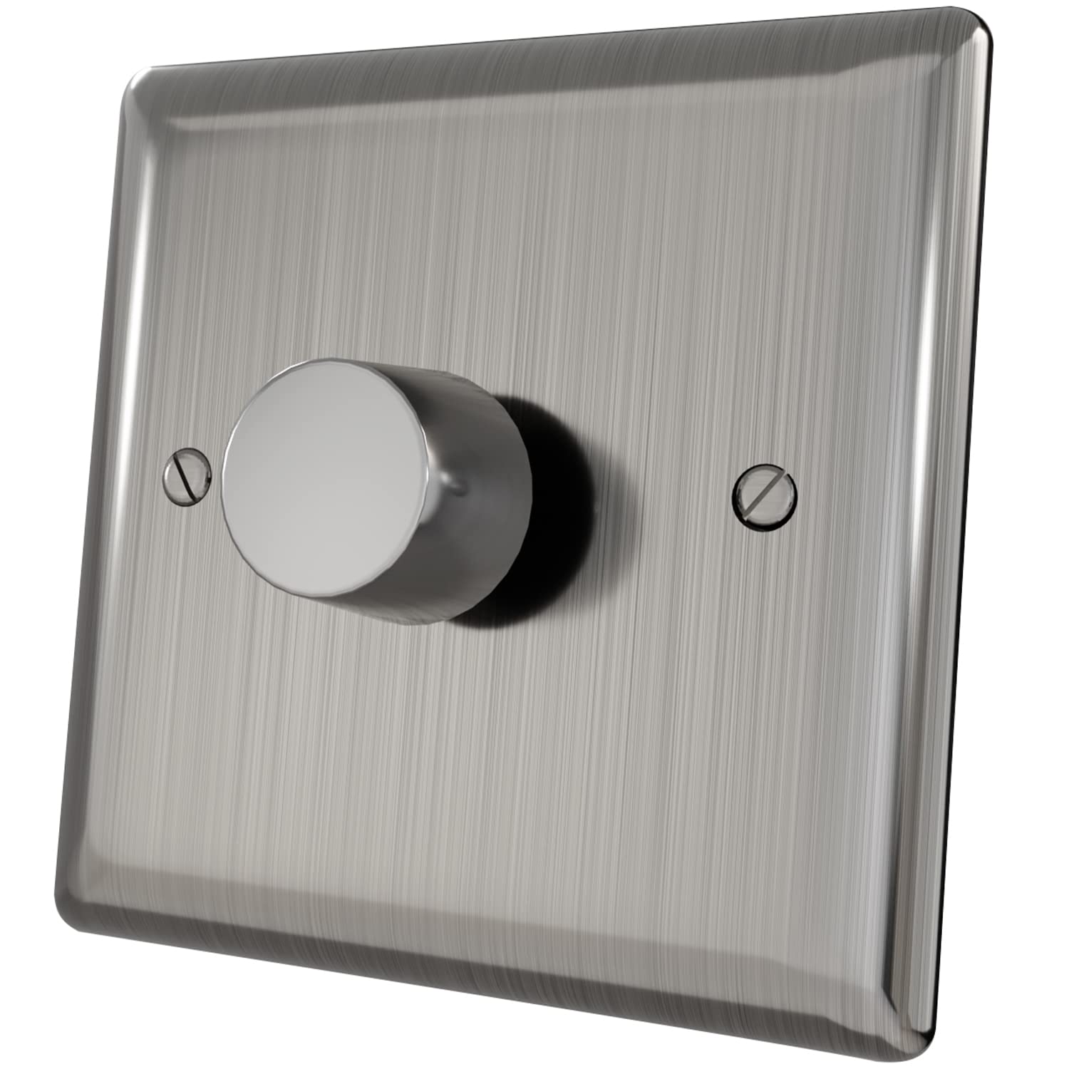 iolloi LED Dimmer Switch | 1/2 Gang Rotary Brushed Steel 3-100W