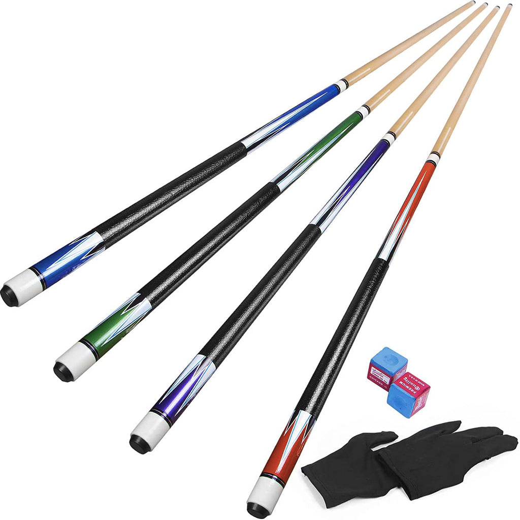 Horse Pool Cue Sticks Set of 4 | 58 Inch White Boxwood Cues