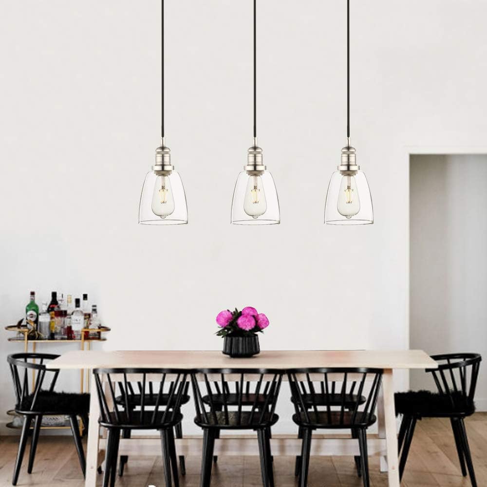 Phansthy 3-Light Industrial Pendant Chandelier | Adjustable Glass Shade
