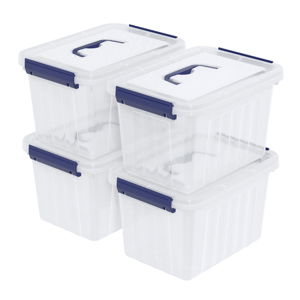 Ortodayes 4 Pack Clear Latch Box with Handle, 6 L Clear Lidded Storage Box Set - image 2