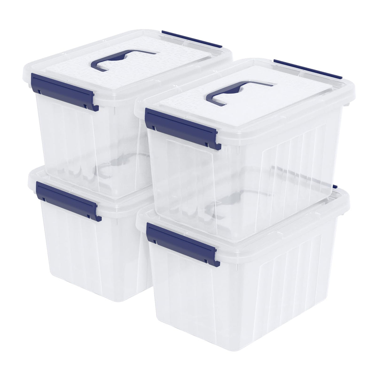Ortodayes 4 Pack Clear Latch Box with Handle, 6 L Clear Lidded Storage Box Set - image 2