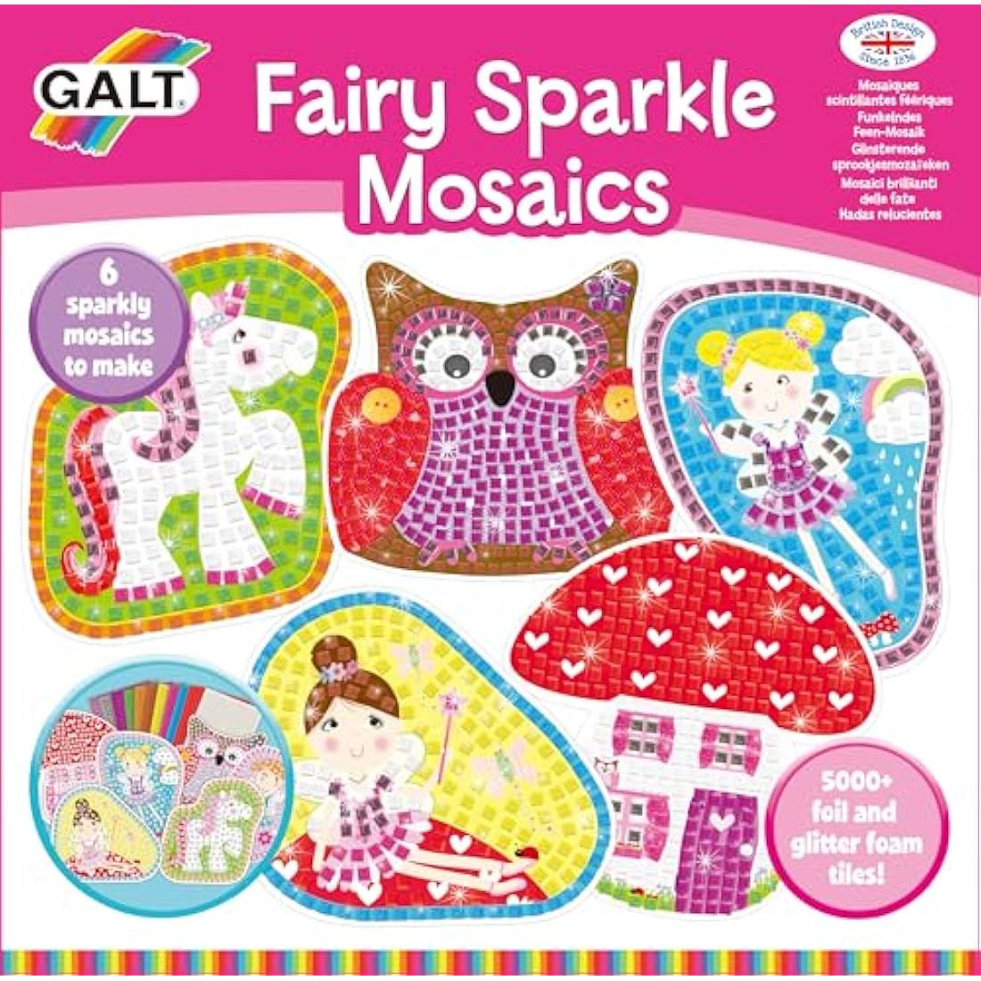 Galt Fairy Sparkle Mosaics – Kids Glitter Art & Craft Kit, Ages 5+
