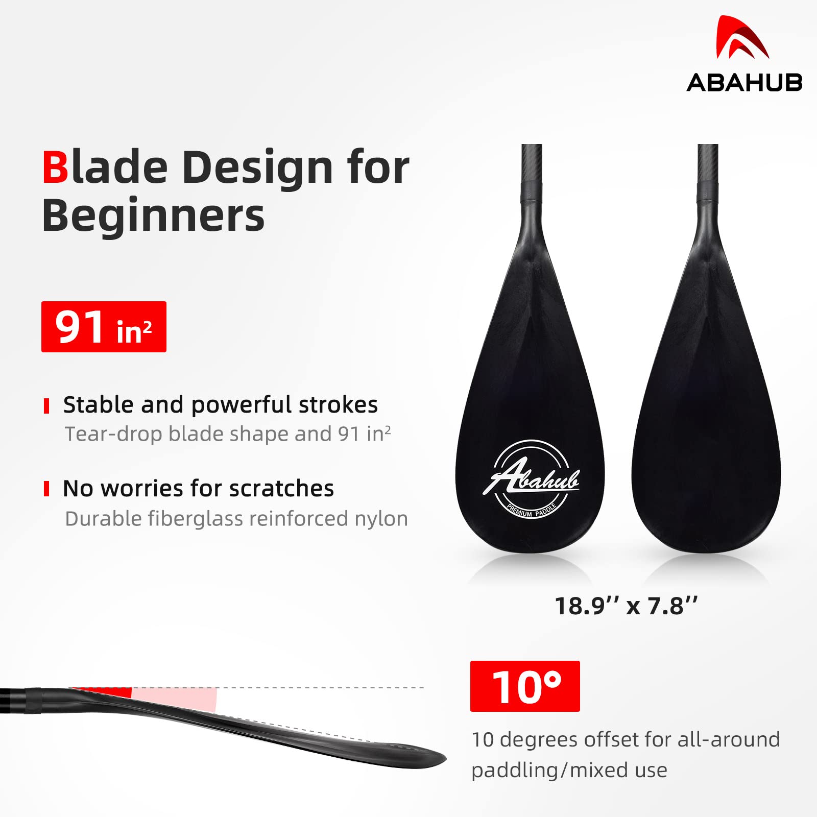 Abahub Carbon SUP Paddle | 3-Section Adjustable 67"-86" Oar with Bag