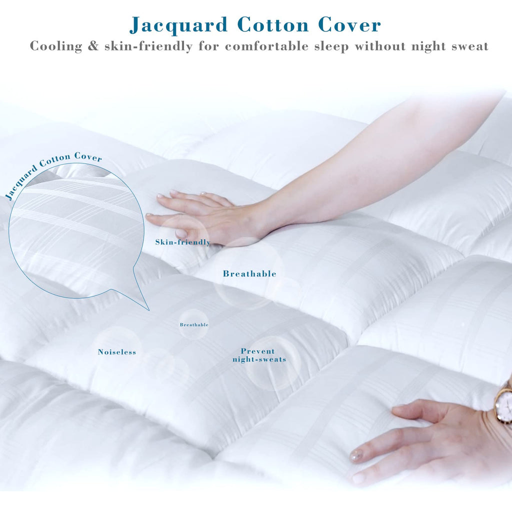 Single Mattress Topper - Extra Thick Cotton Baffle Box Pad