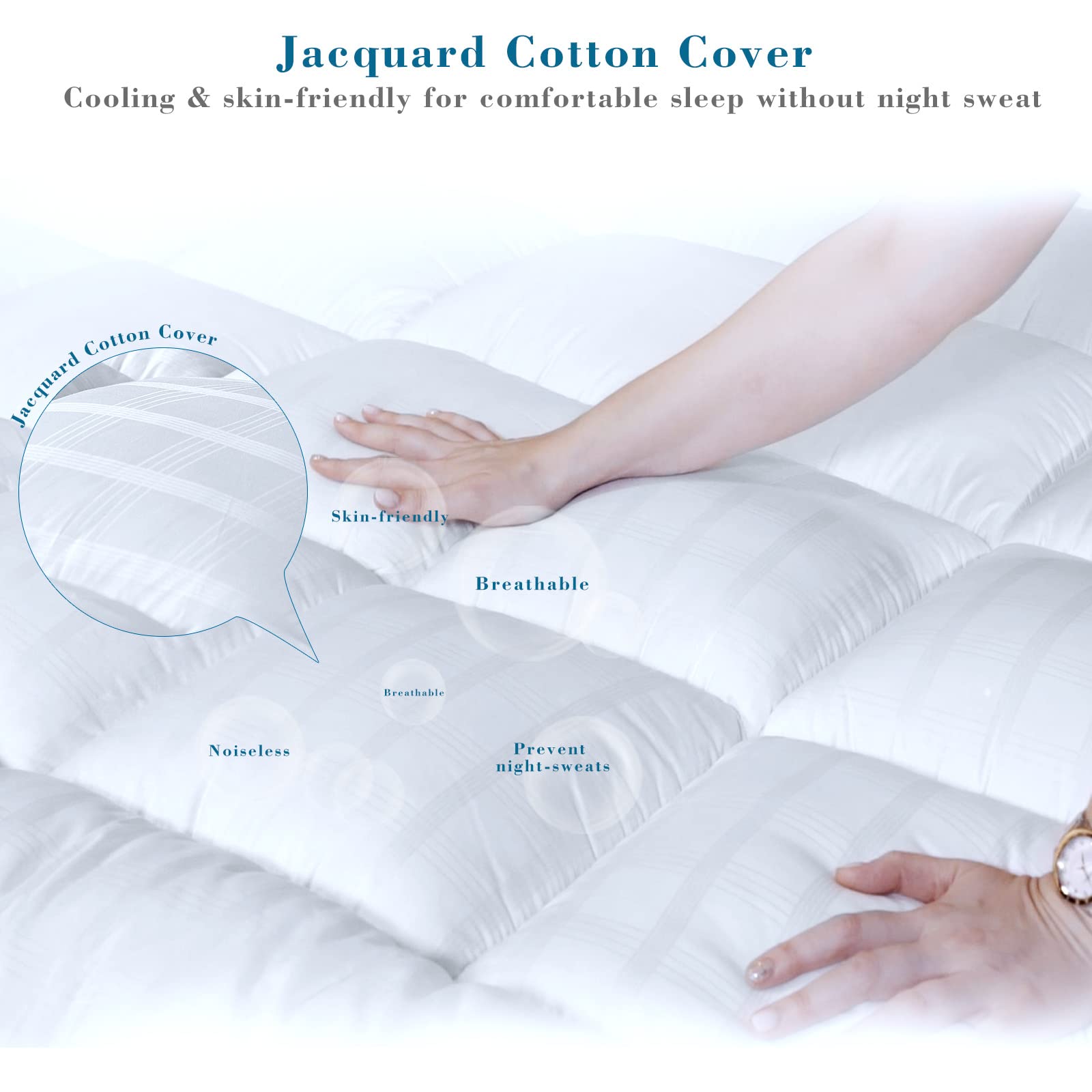 Single Mattress Topper - Extra Thick Cotton Baffle Box Pad