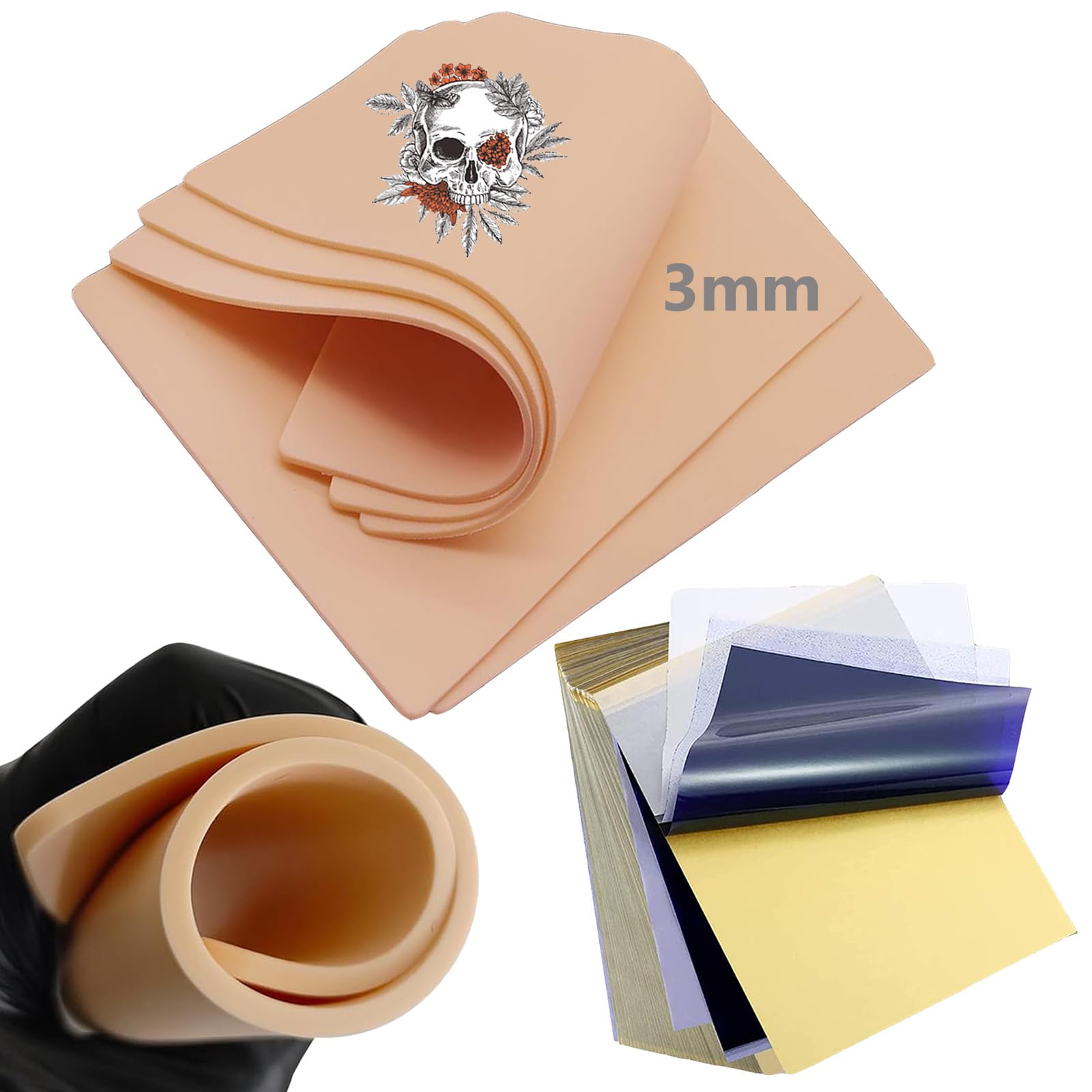 Unihuby Tattoo Practice Skin and Stencil Transfer Paper Set – 24 Pieces