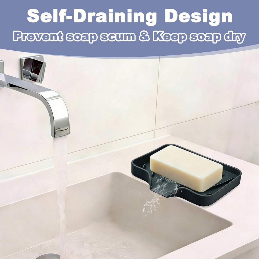 WENXINWIN 2Pcs Silicone Soap Dish, Soap Dish with Drainage,White - image 3