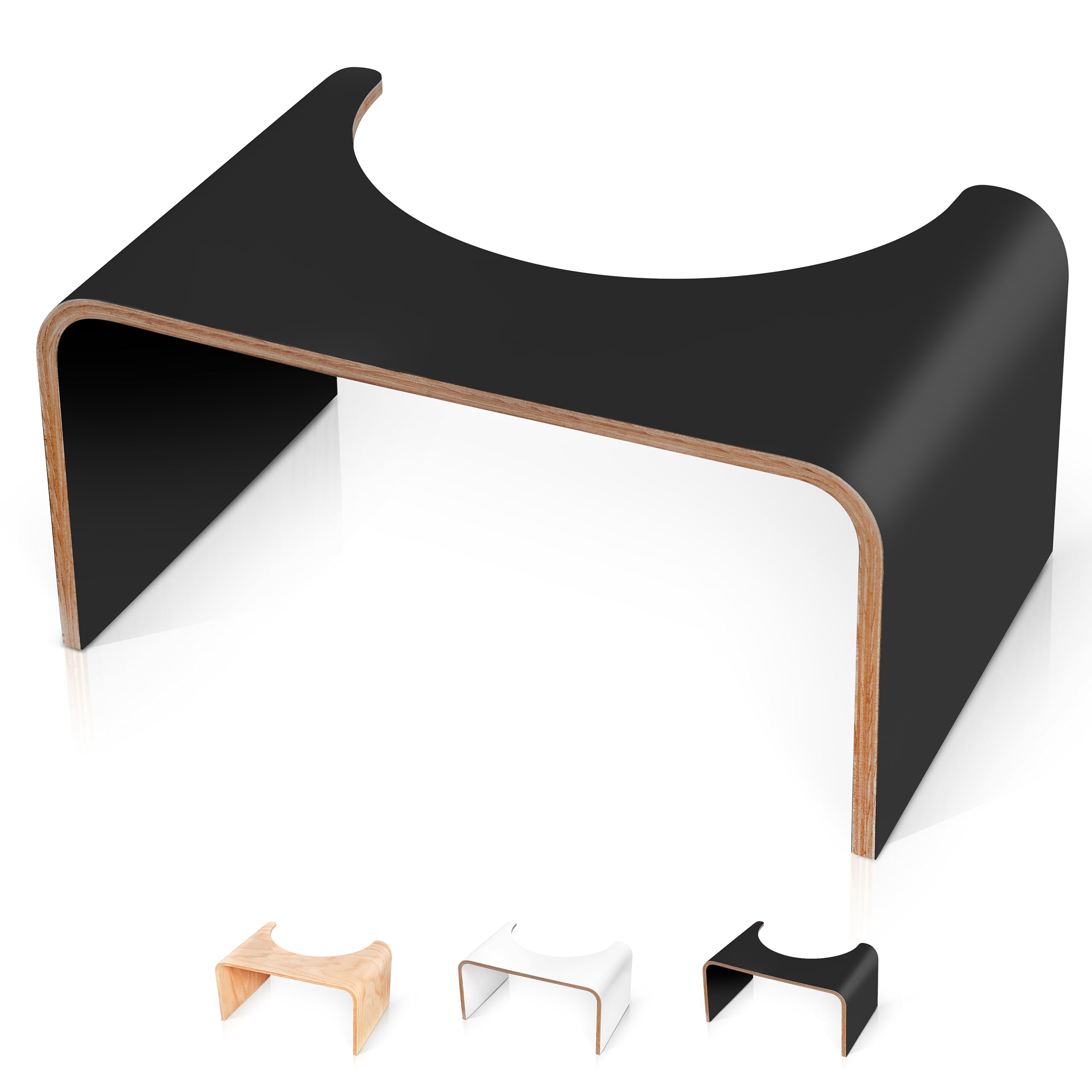 Well Care Wooden Toilet Stool - Black Ergonomic Squatting Foot Step