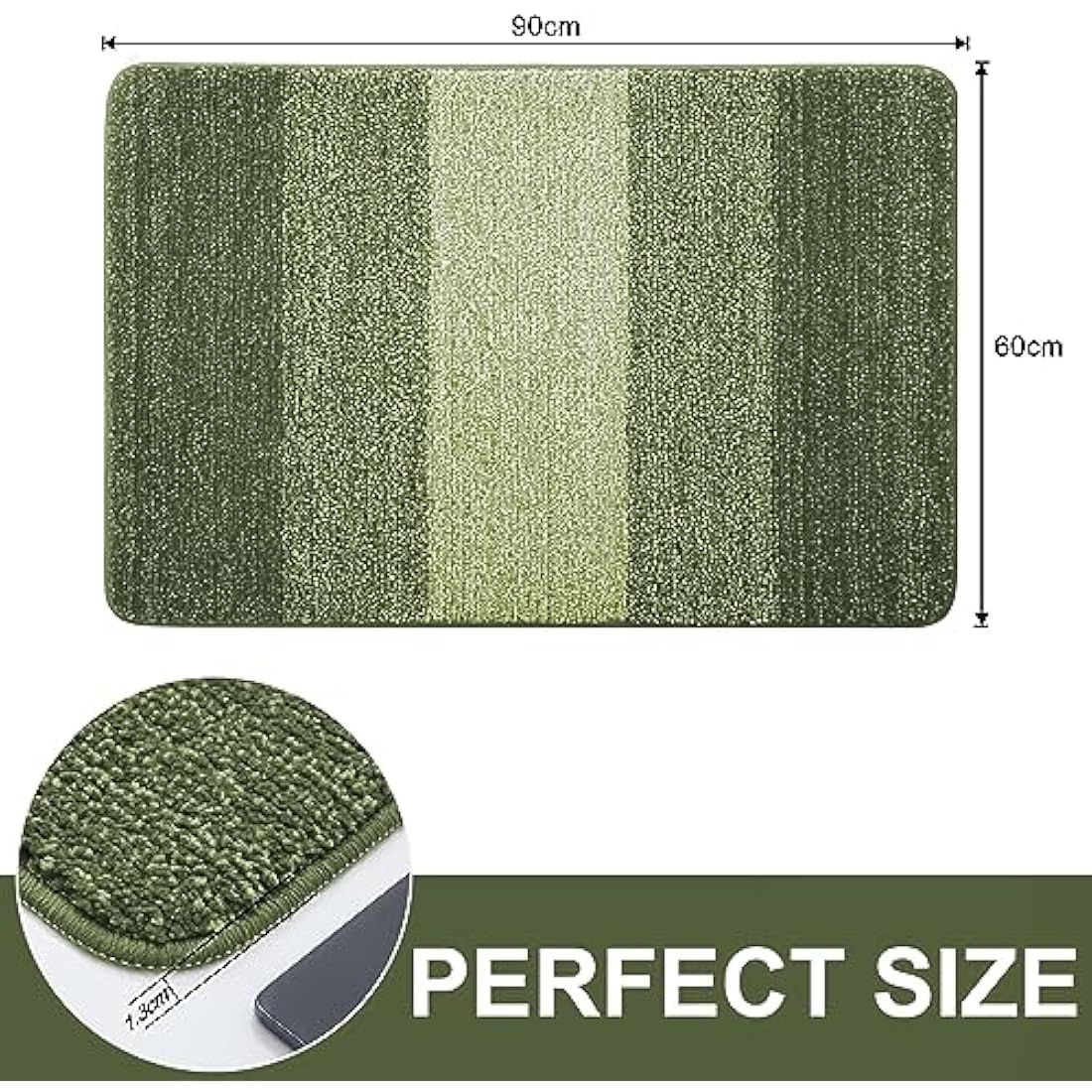 Homaxy Indoor Door Mat – Absorbent Non-Slip Washable Rug, Green, 60x90cm