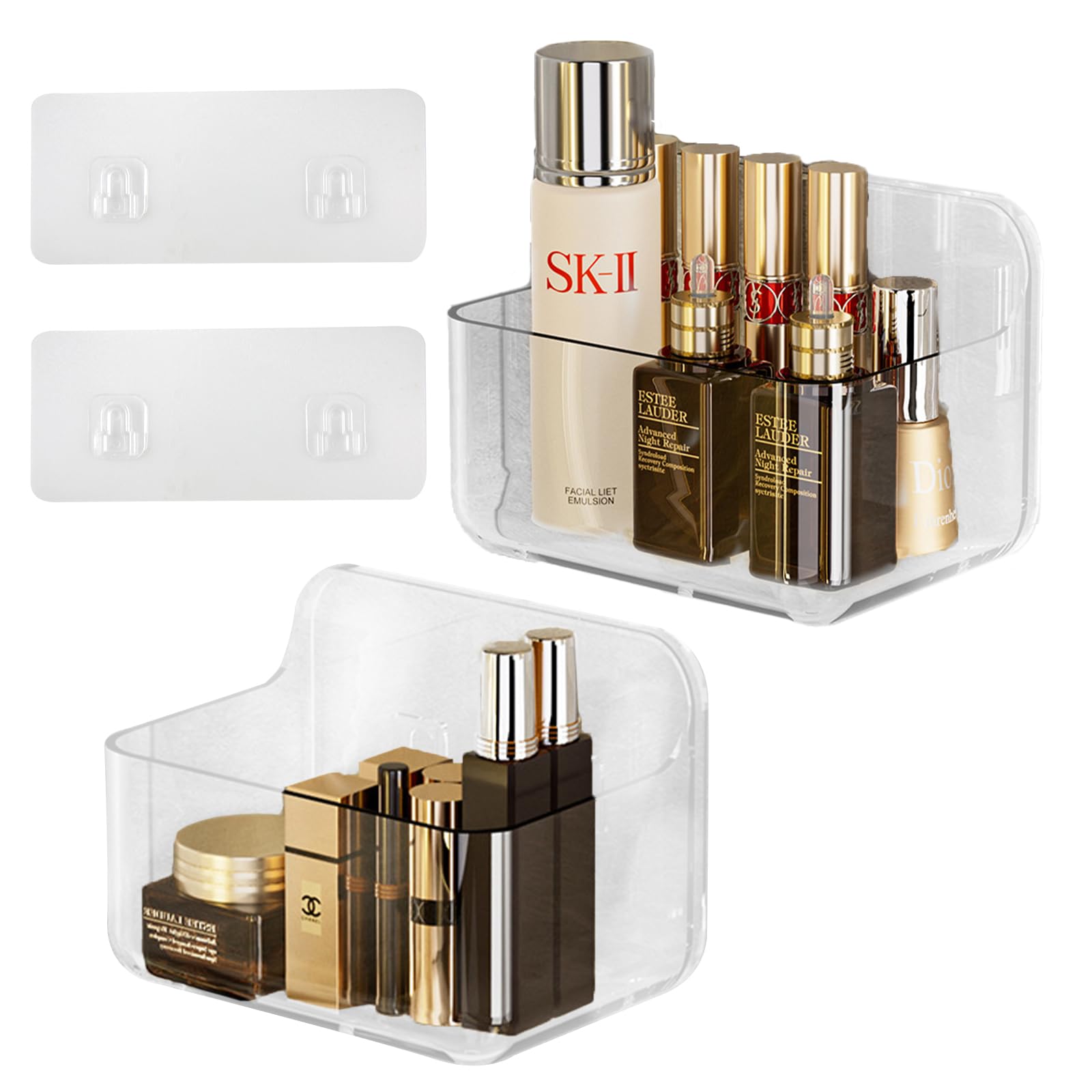 SenaiMy 2-Pack Clear Shower Caddy | No-Drill Adhesive Bathroom Shelf