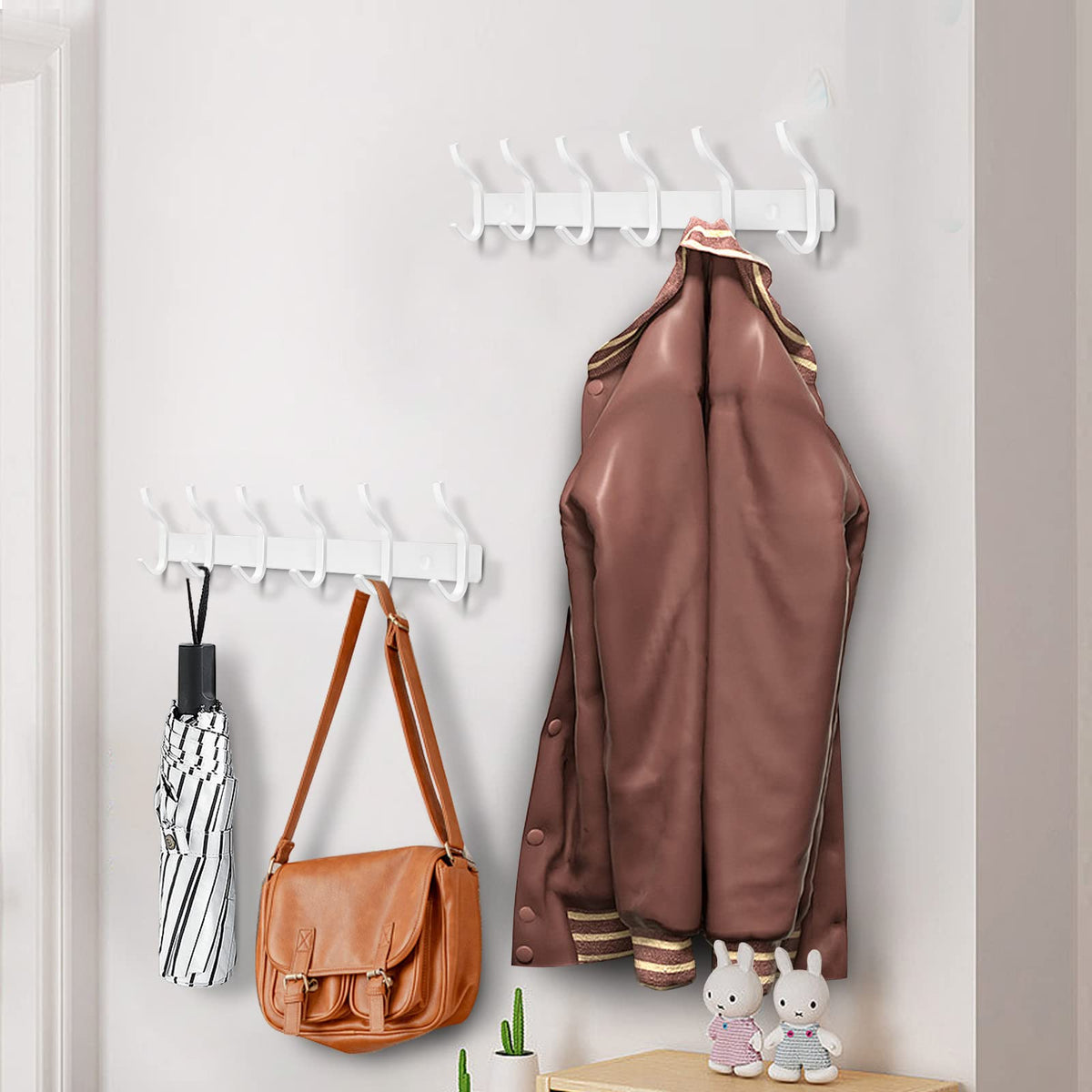 MEIJO Coat Hooks Wall Mounted, Coat Rack Wall Mounted Stainless Steel with 8 Hooks Heavy Duty Coat Hooks for Door, Bedroom, Bathroom, Kitchen - image 5