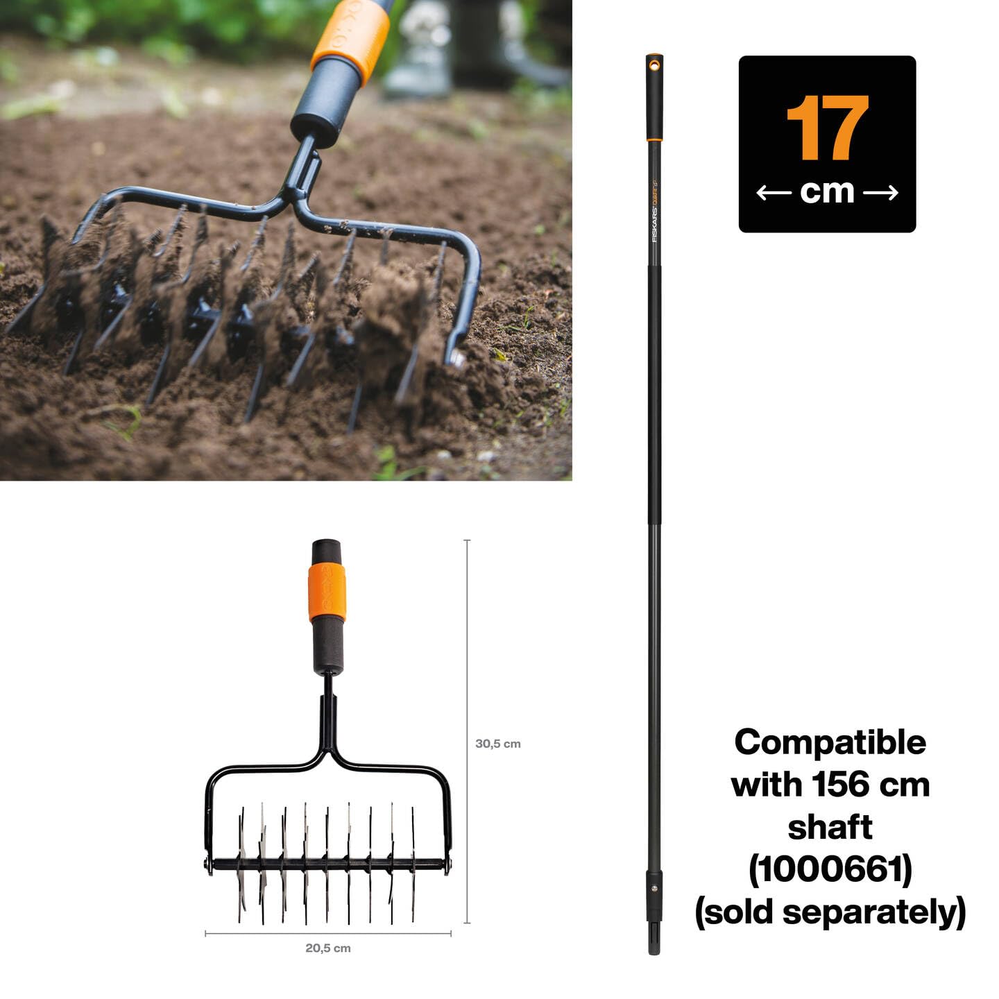 Fiskars QuikFit Lawn Spiker Tool Head – 17cm Steel Garden Aerator
