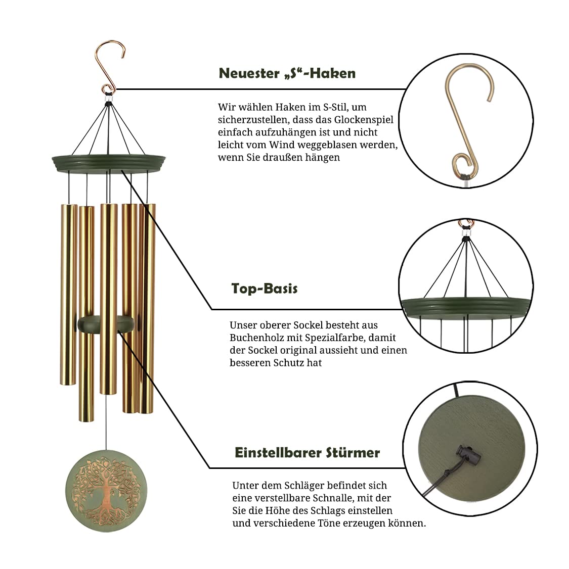 Astarin 36 Inch Memorial Wind Chimes - Deep Tone Outdoor Sympathy Gift