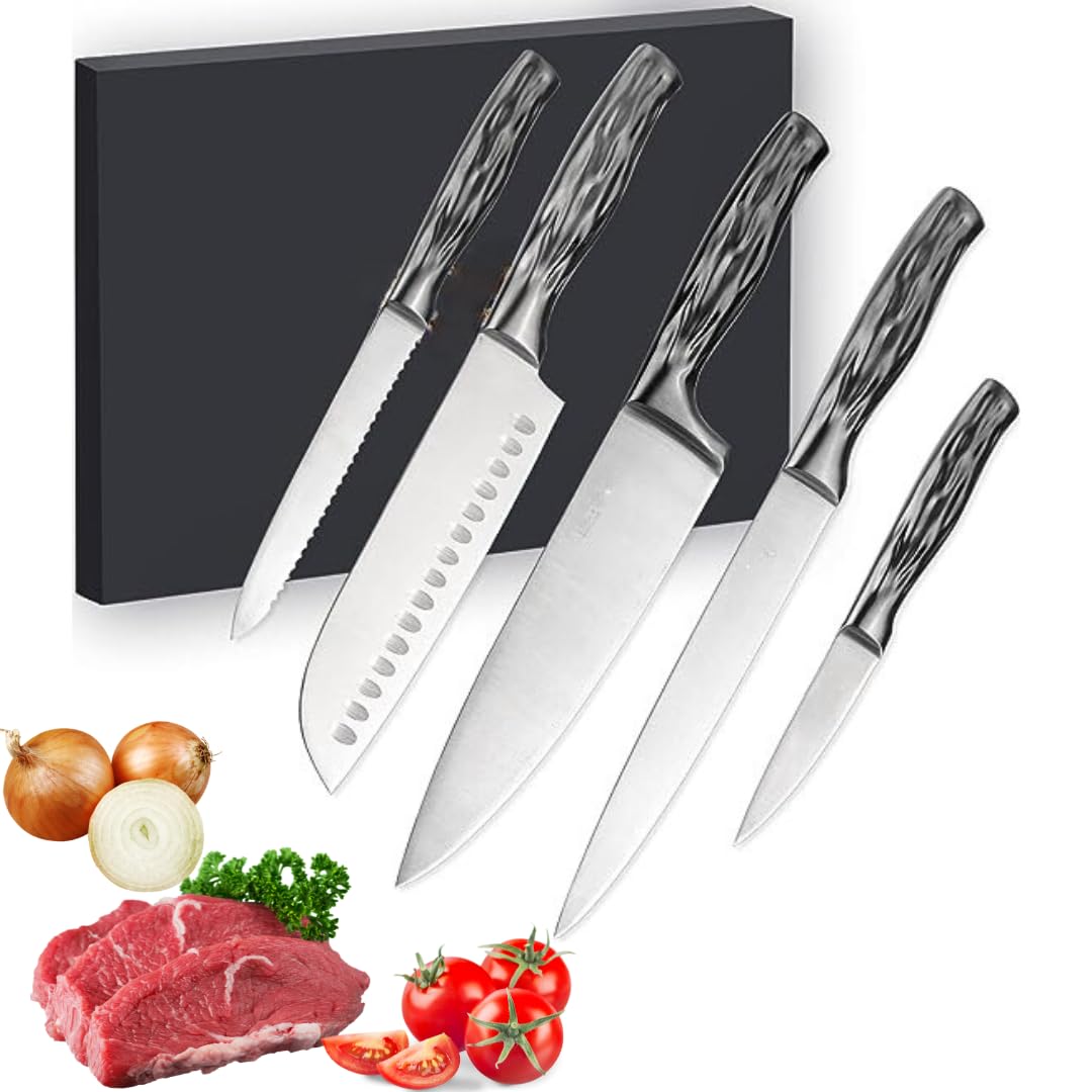 ANUE 4-Piece Asian-Inspired Kitchen Knife Set in Grey |