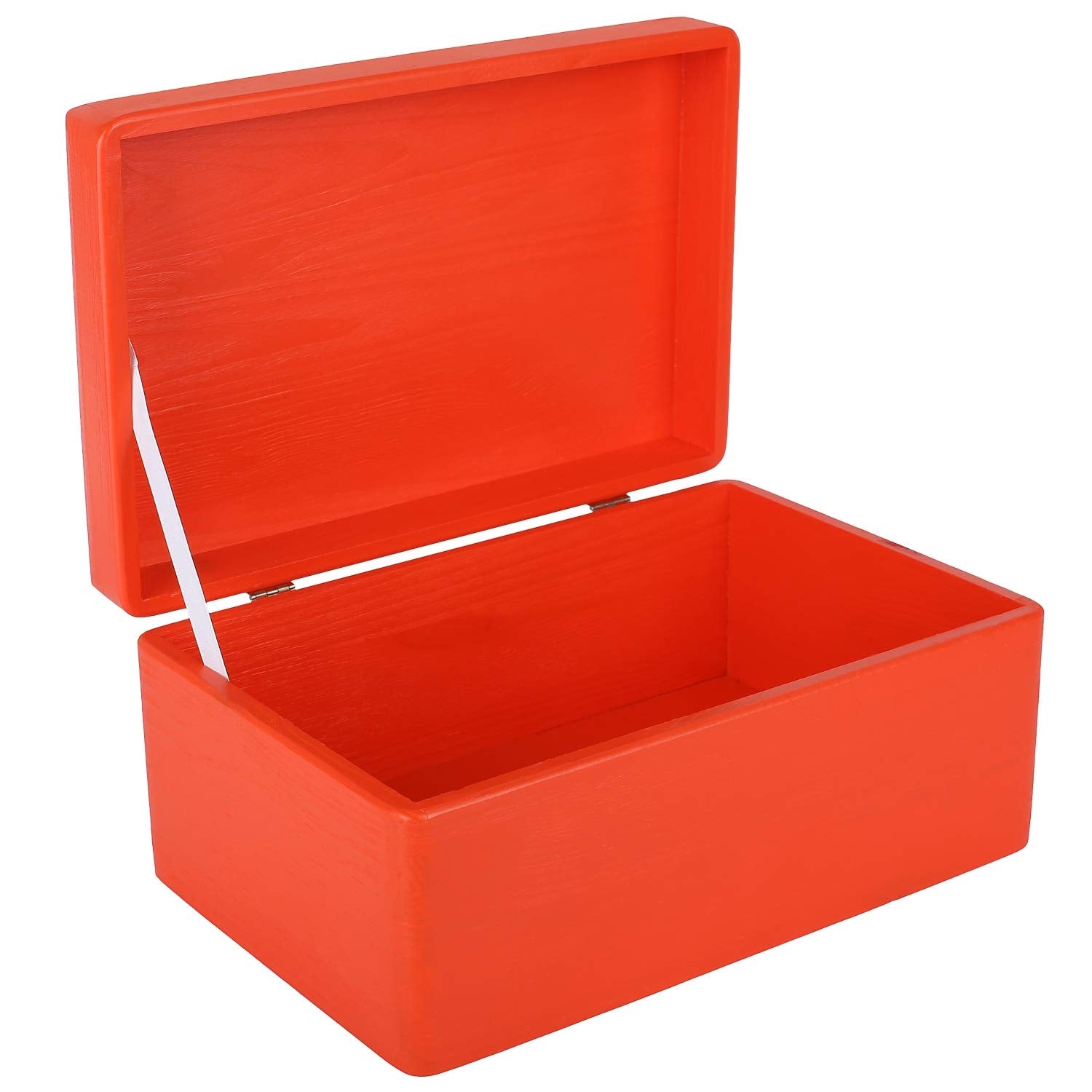 Creative Deco Large Red Wooden Storage Box with Lid – 30x20x14cm Keepsake