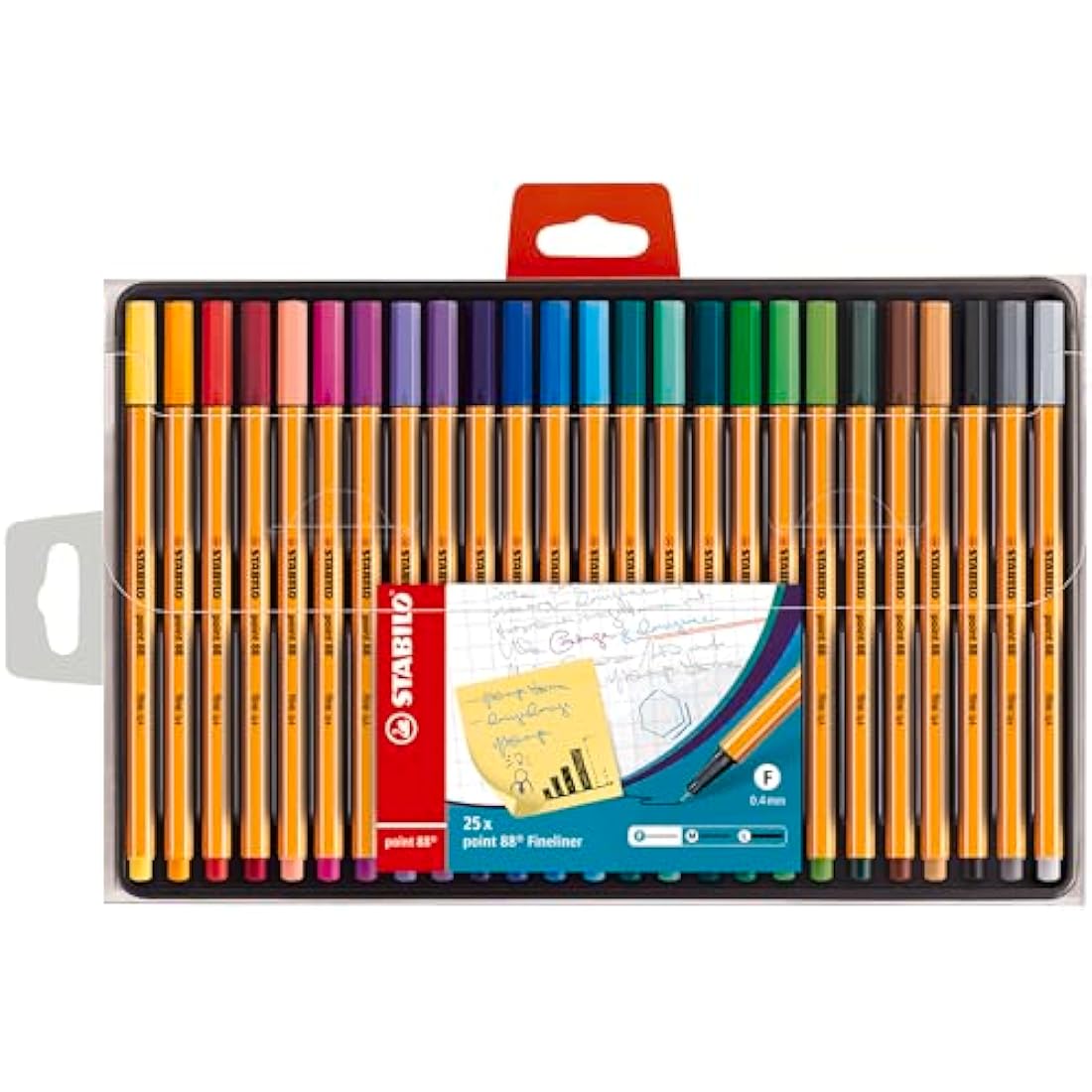 STABILO Point 88 Fineliner Pens – 0.4mm Assorted Colours – Pack of 25