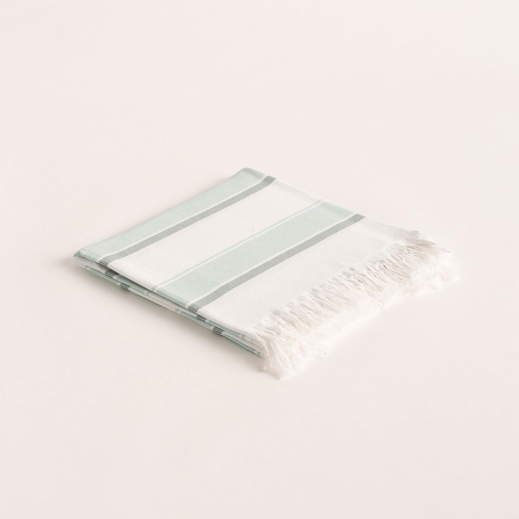 GAMUSI Rectangular Beach Towel – Bath Fouta – Embossed Fabric – Dyed Thread with Fringes – Green. - image 1