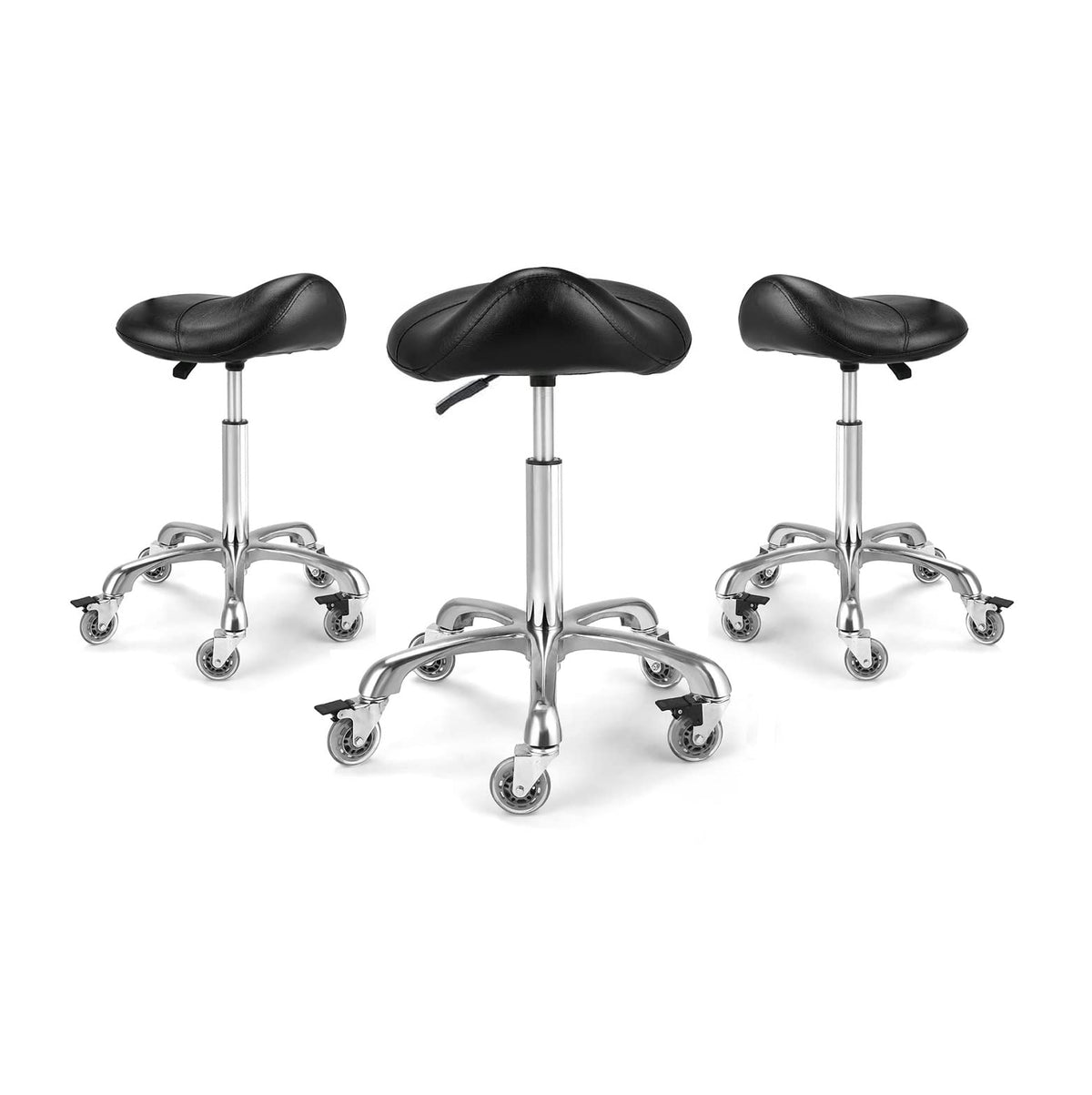 McDooFly Ergonomic Saddle Stool with Wheels Rolling Saddle Chair Heavy Duty Height Adjustable Swivel Hydraulic Stool for Dental Clinic Massage Salon - image 2