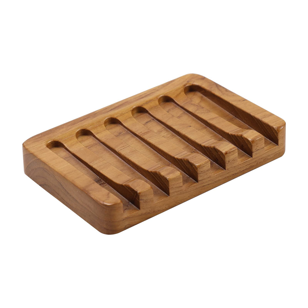 HTB Teak Soap Dish 1PC, Self-Draining Soap Bar Holder for The Shower - image 1