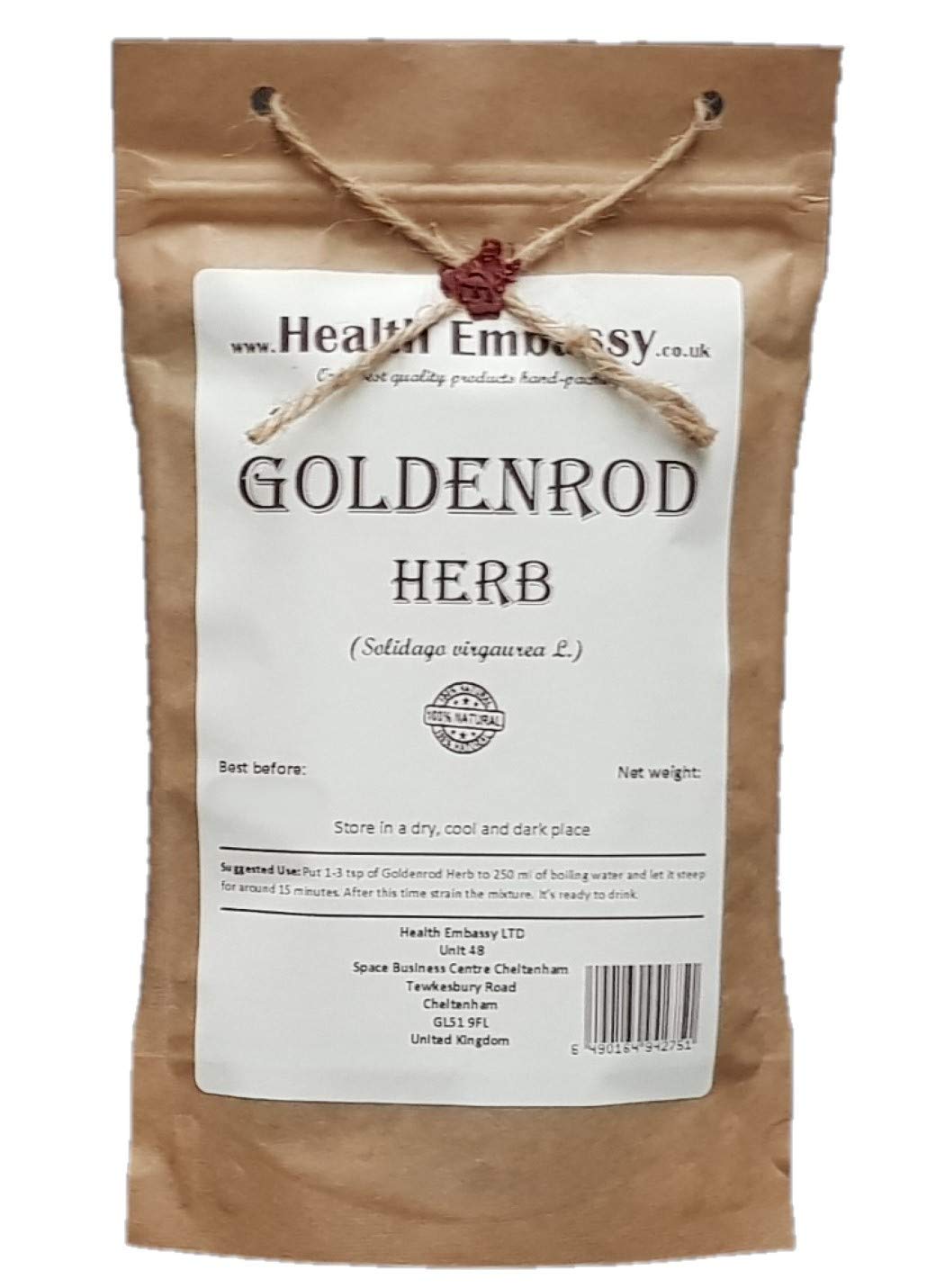 Health Embassy Goldenrod Herb (Solidago virgaurea L) - Dried Tea 100g