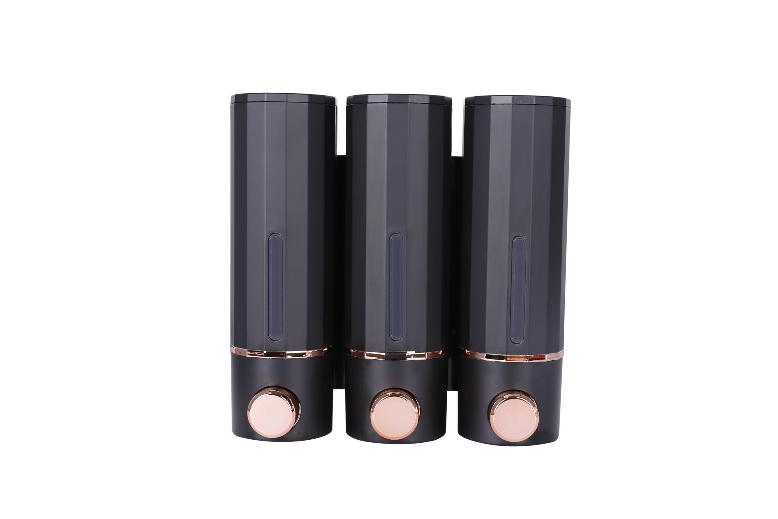 3-Chamber Shower Soap Dispenser | Wall Mounted Black ABS