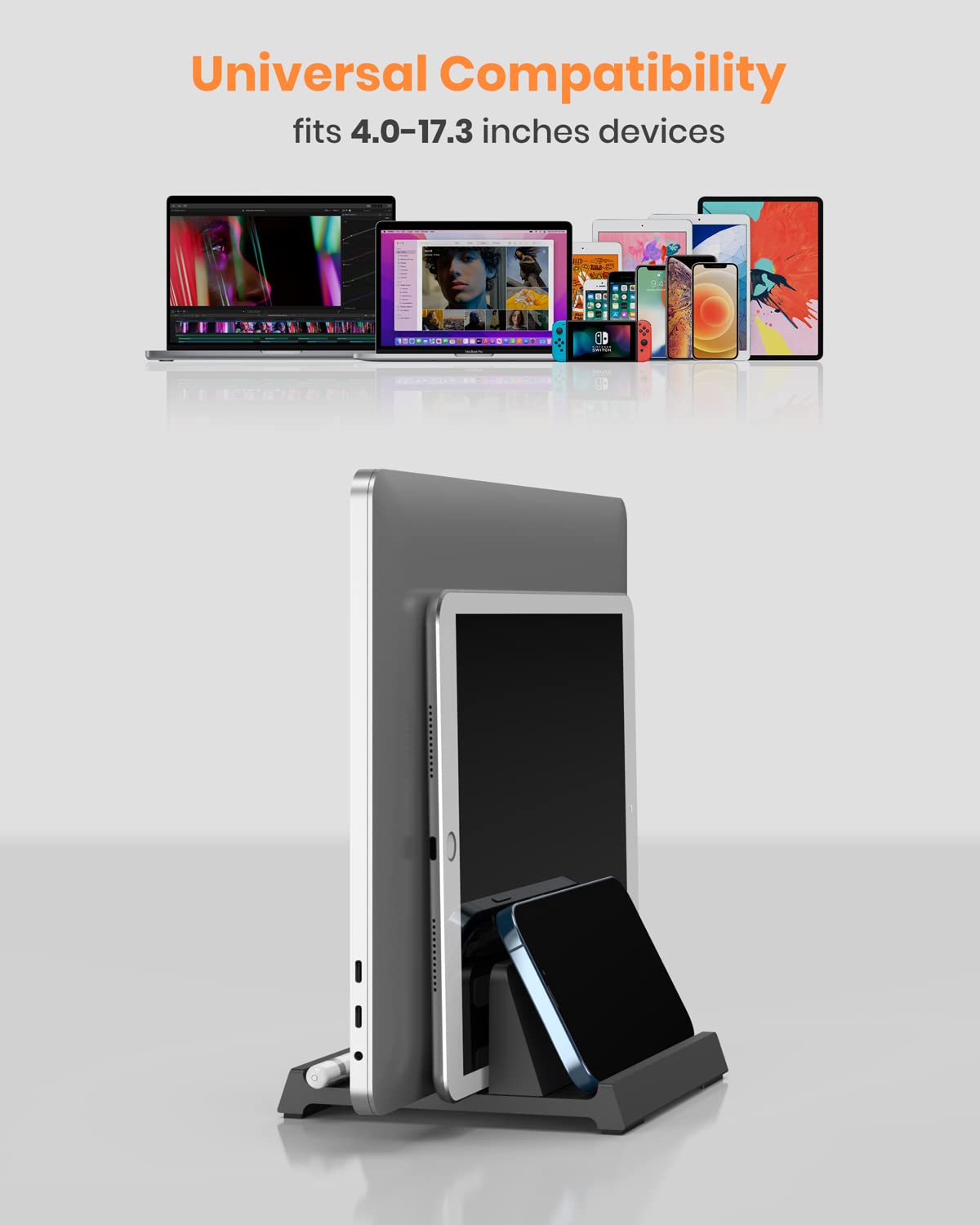 3 in 1 Vertical Laptop Stand - Klearlook Adjustable ABS Notebook Dock,Space-saving Desktop Laptop Holder Compatible - image 5