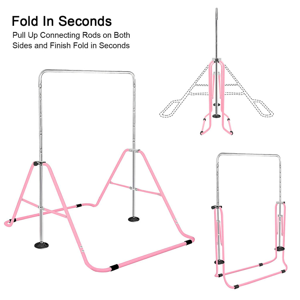 FBSPORT Kids Gymnastics Bar – Folding Adjustable Home Training Kip Bar