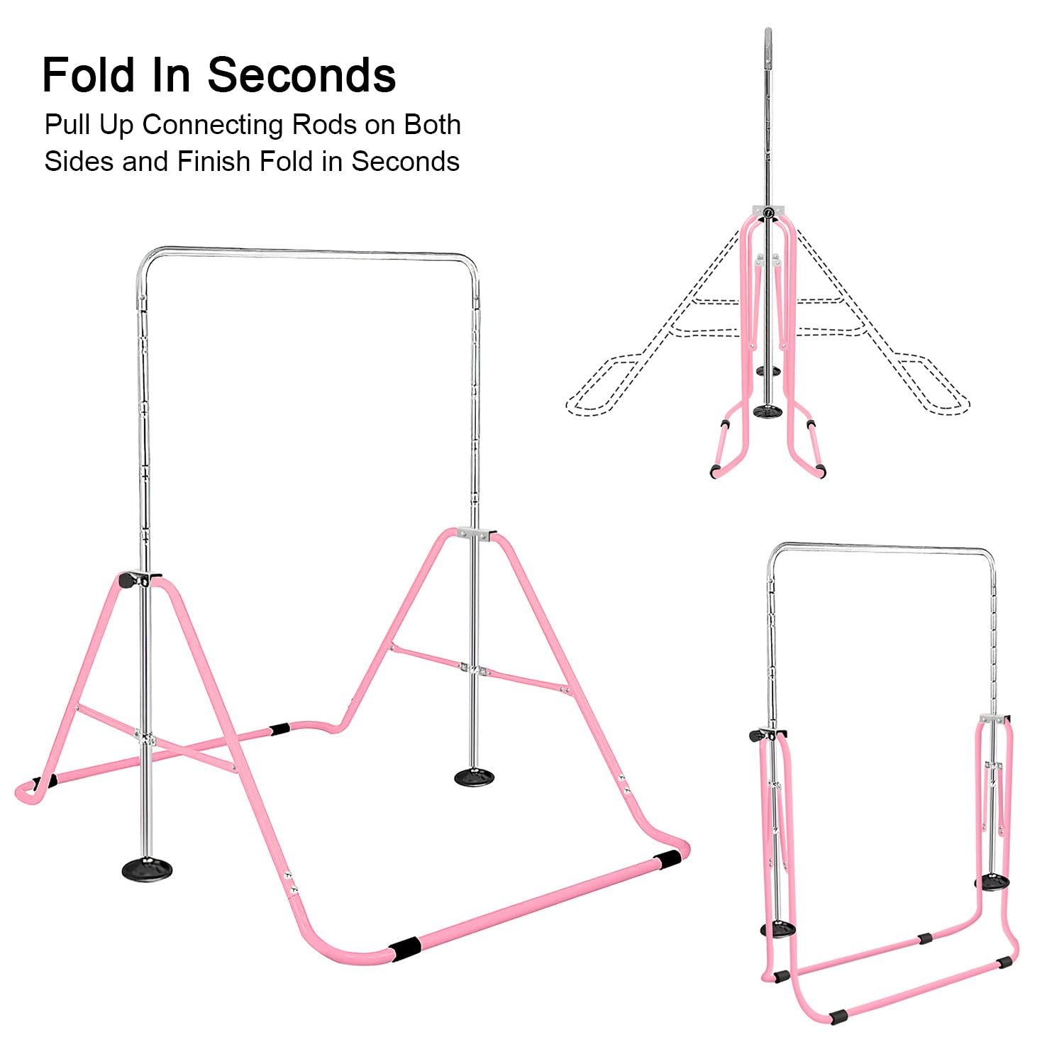 FBSPORT Kids Gymnastics Bar – Folding Adjustable Home Training Kip Bar