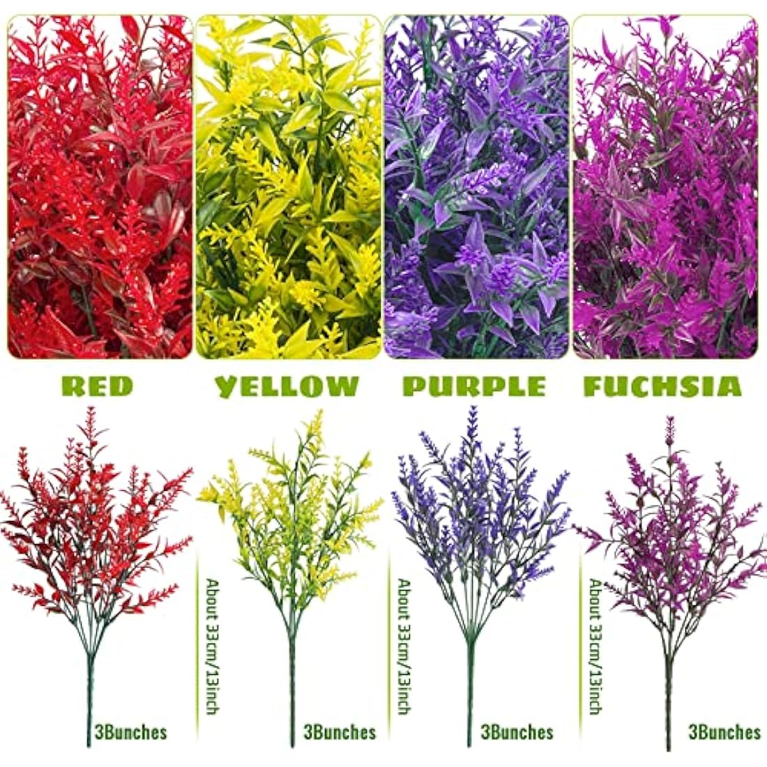 Jolof Store UV Resistant Artificial Lavender Flowers - 12 Bundles
