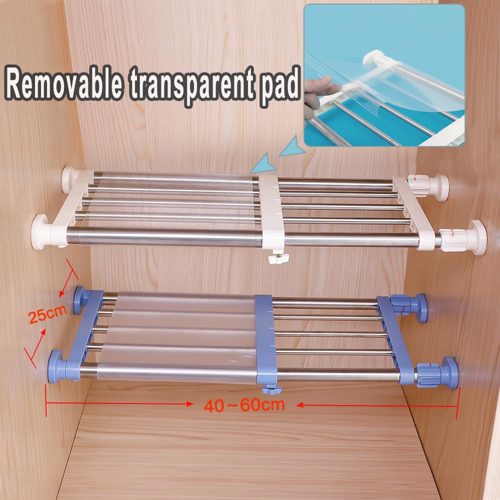 Hershii Expandable Closet Tension Shelf | Adjustable Metal Storage Rack