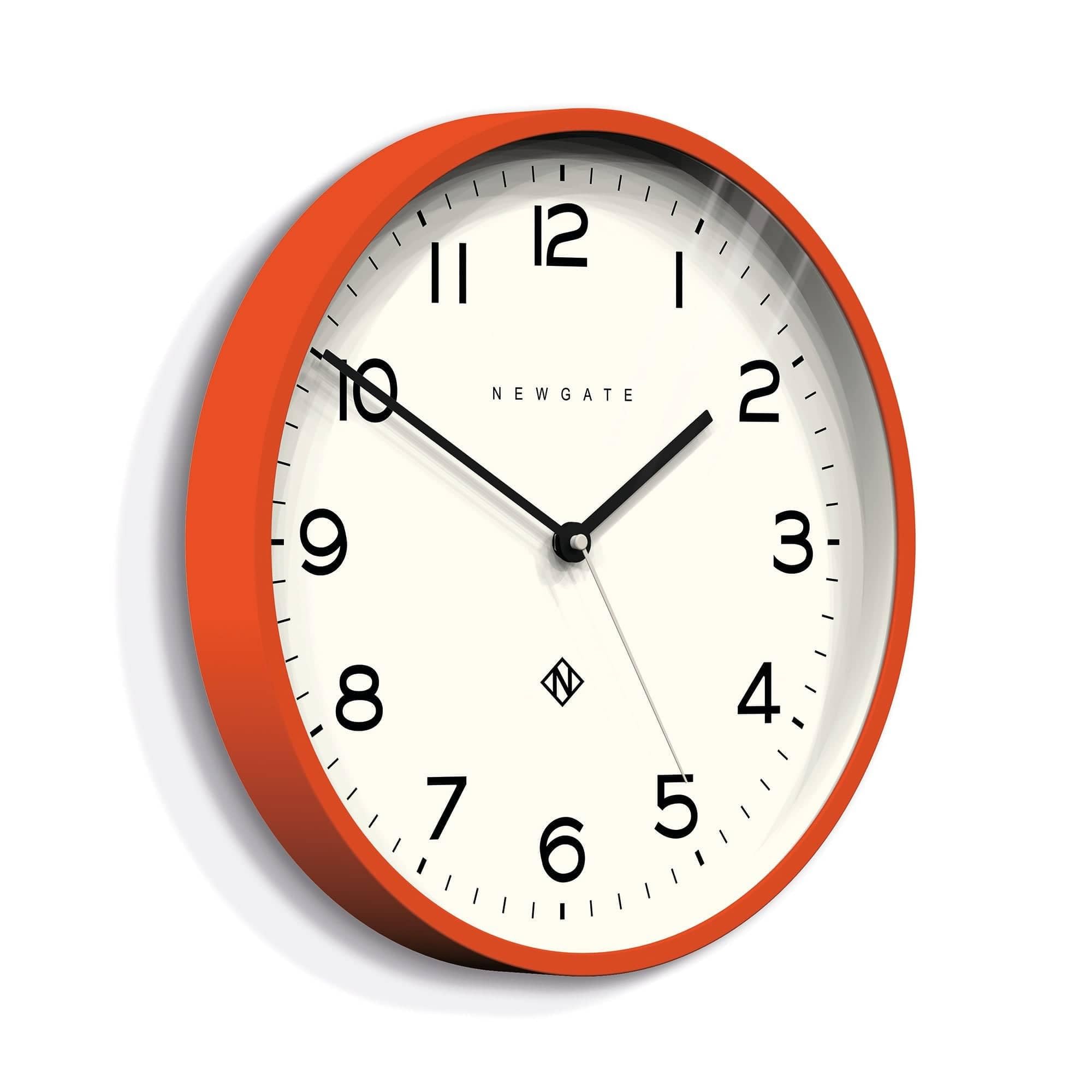 Newgate Echo Number Three Modern Wall Clock | Minimalist Orange 37cm