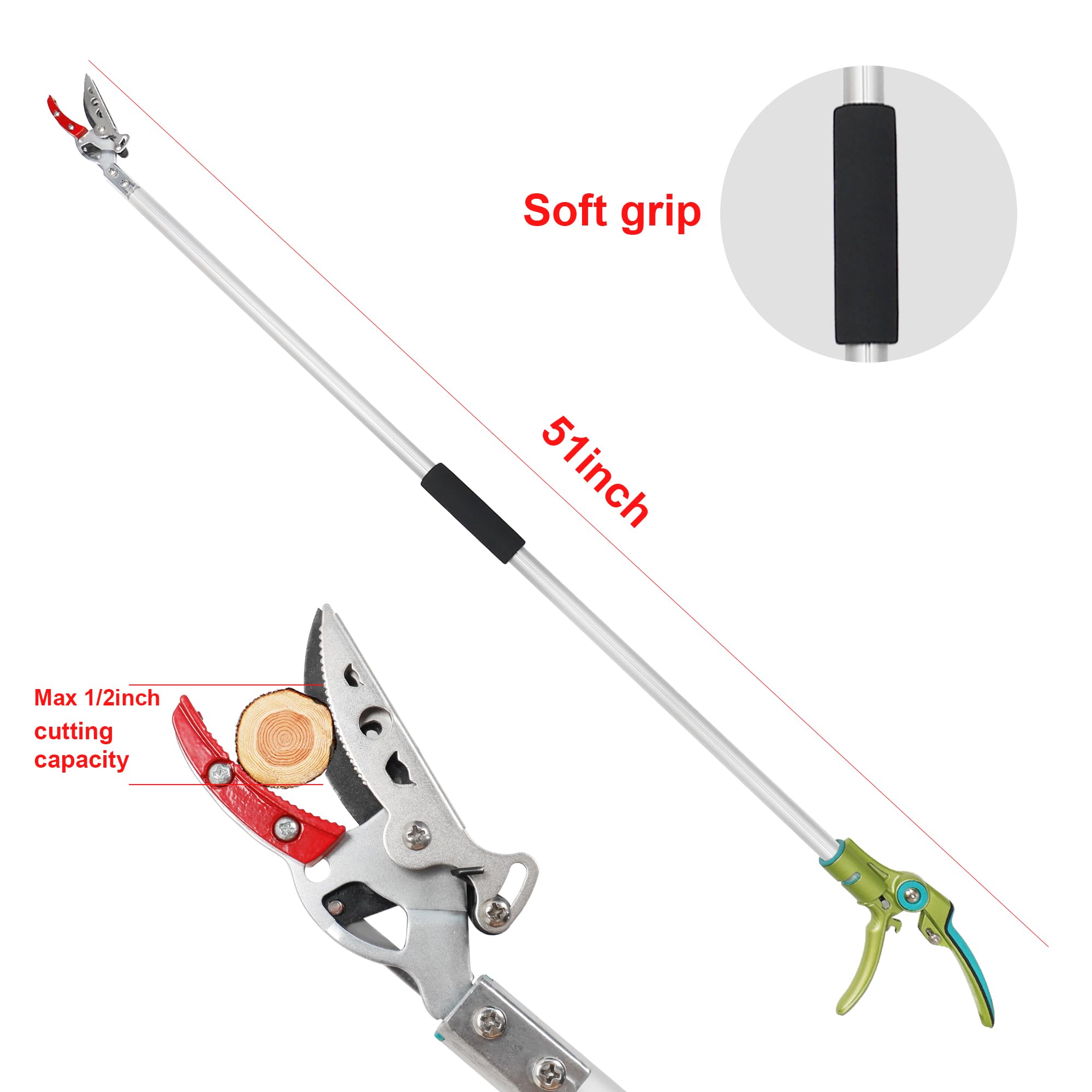 GARTOL 130cm Long Reach Tree Pruner & Fruit Picker | Aluminum Handle
