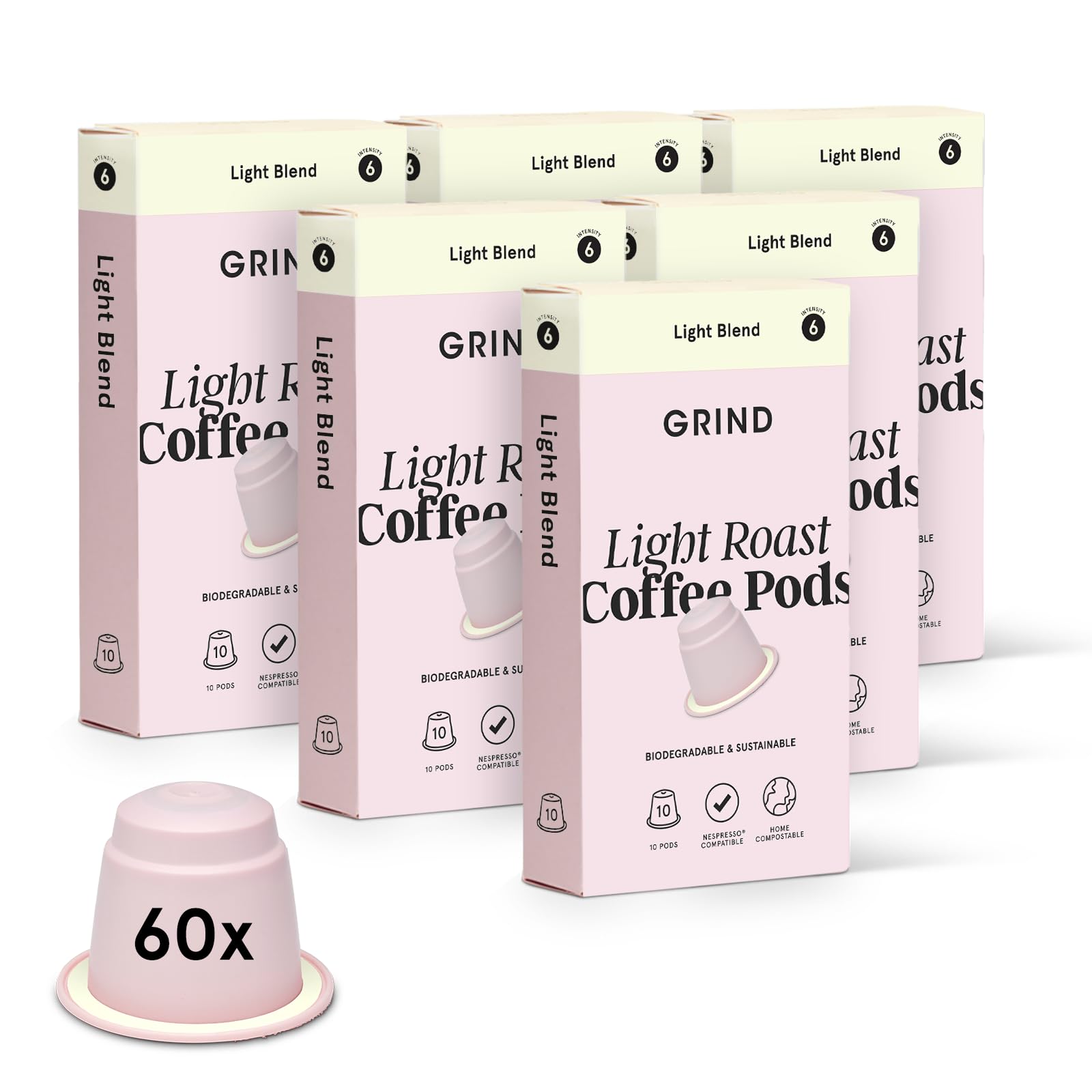 Grind Light Roast Coffee Pods – 60 Nespresso Compatible Capsules