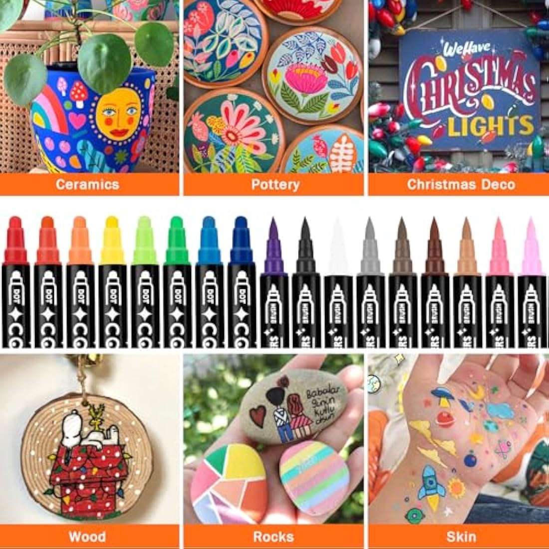 Colpart 60 Colors Dual Tip Acrylic Paint Markers for Rock and Canvas