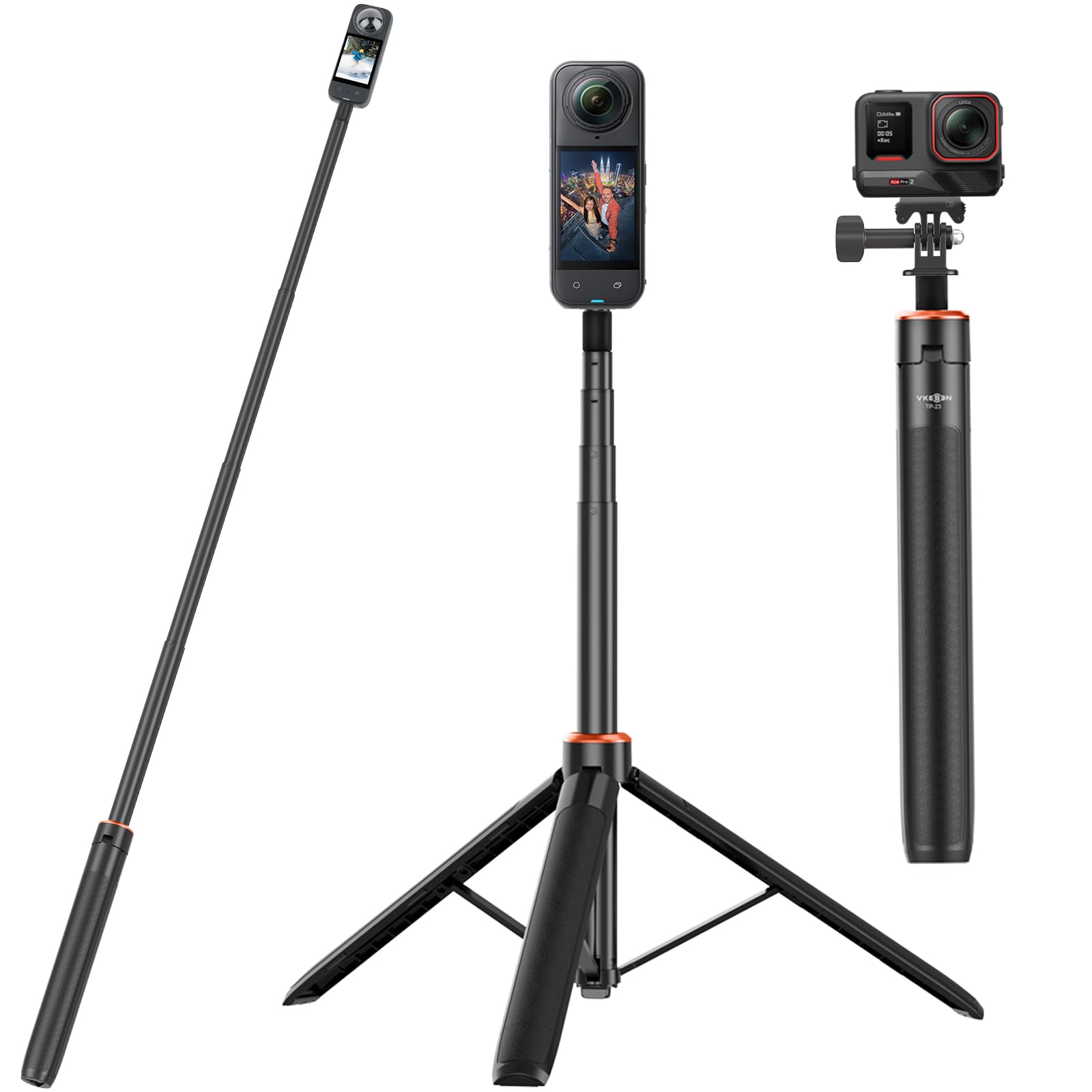 Jolof Store 2-in-1 Selfie Stick Tripod for Insta360 and DJI Osmo Action