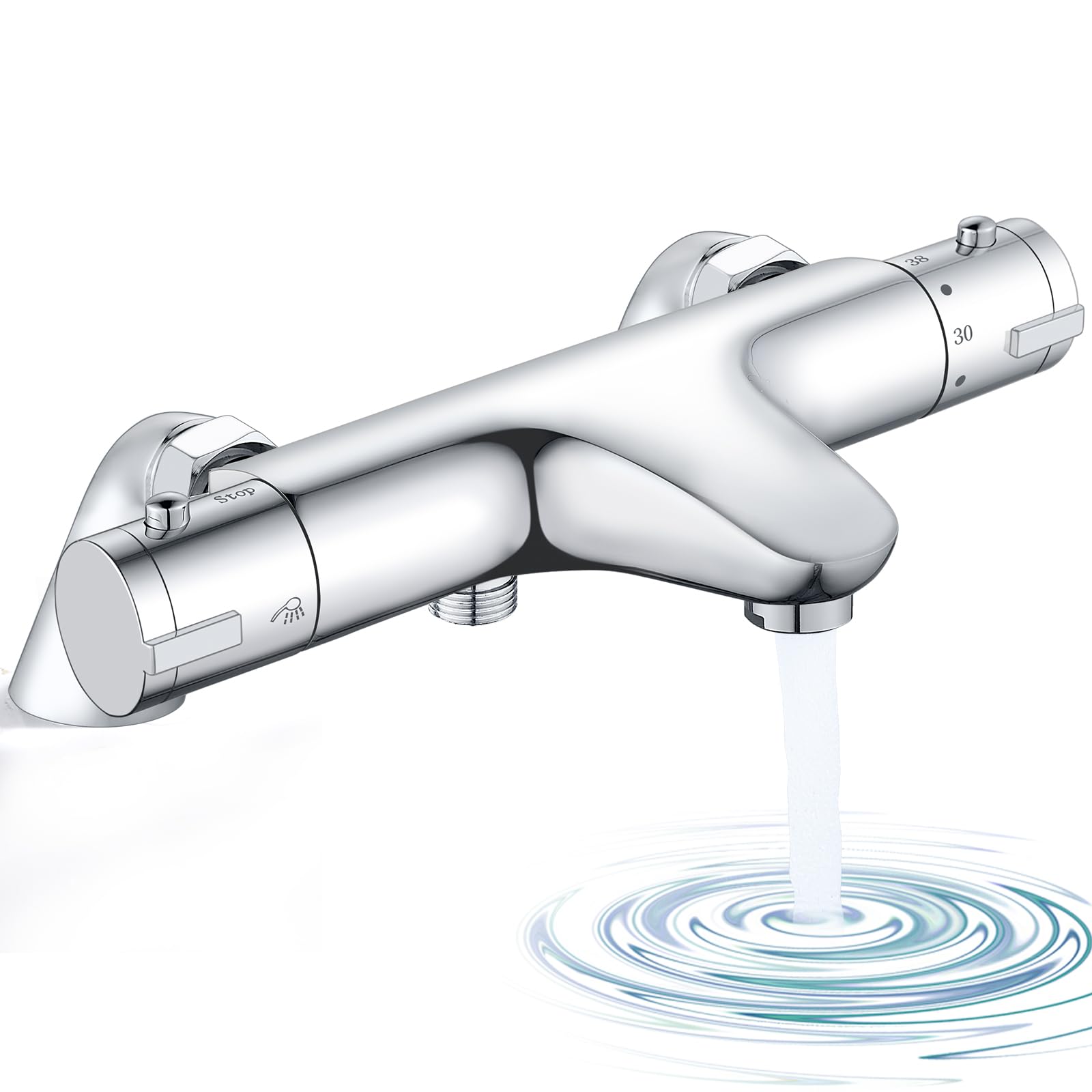 Bevankly Thermostatic Bath Shower Mixer Tap | Deck Mounted Brass Valve