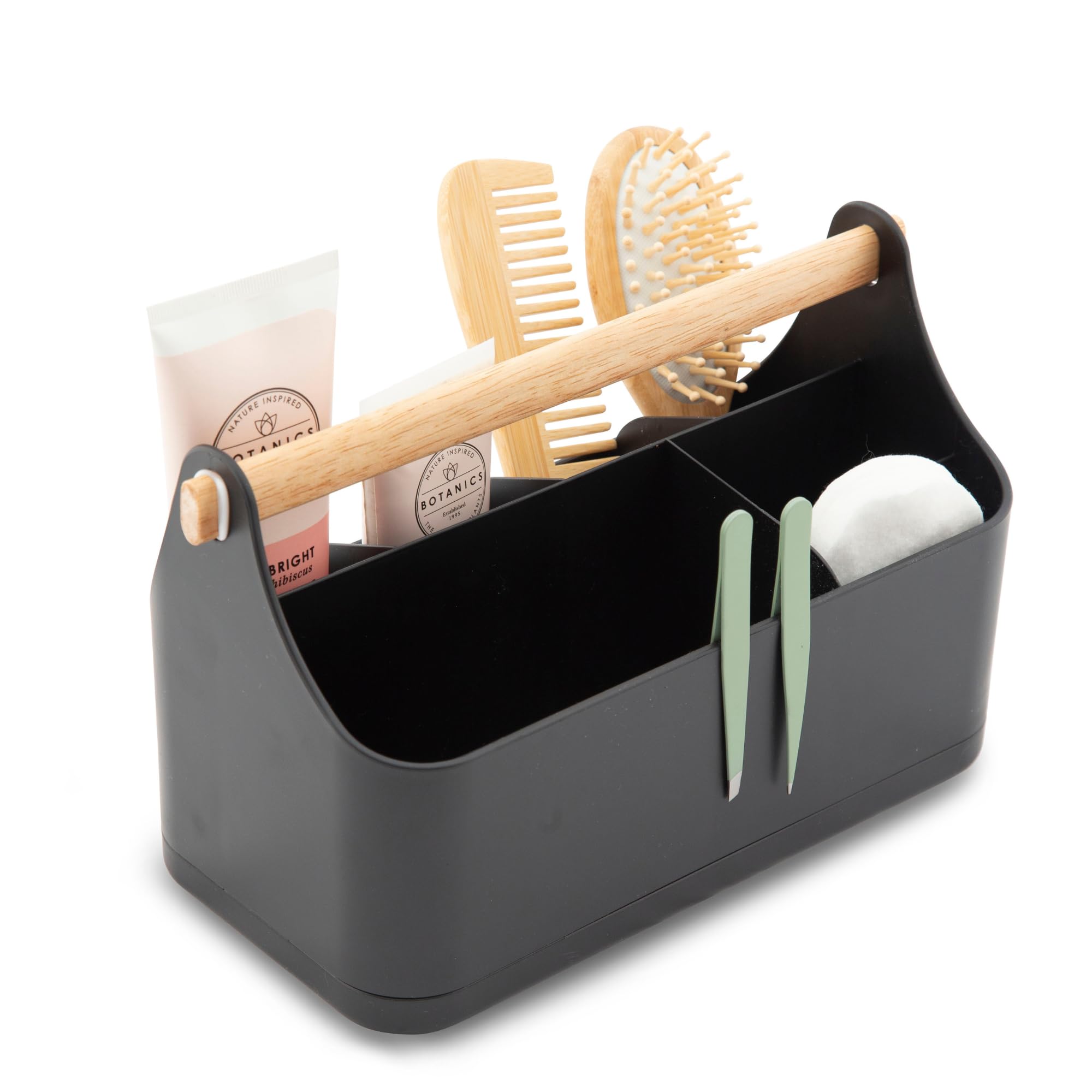 simplywire Makeup Storage Organiser – Black Bathroom Caddy with Handle