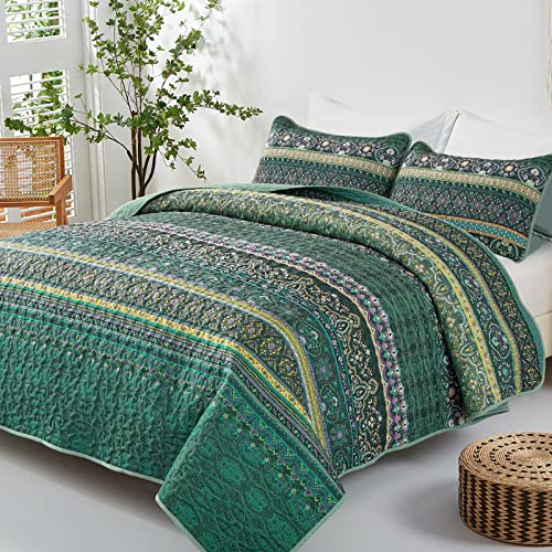 WONGS BEDDING Bohemian Striped Quilted Bedspread – Double Microfiber Quilt