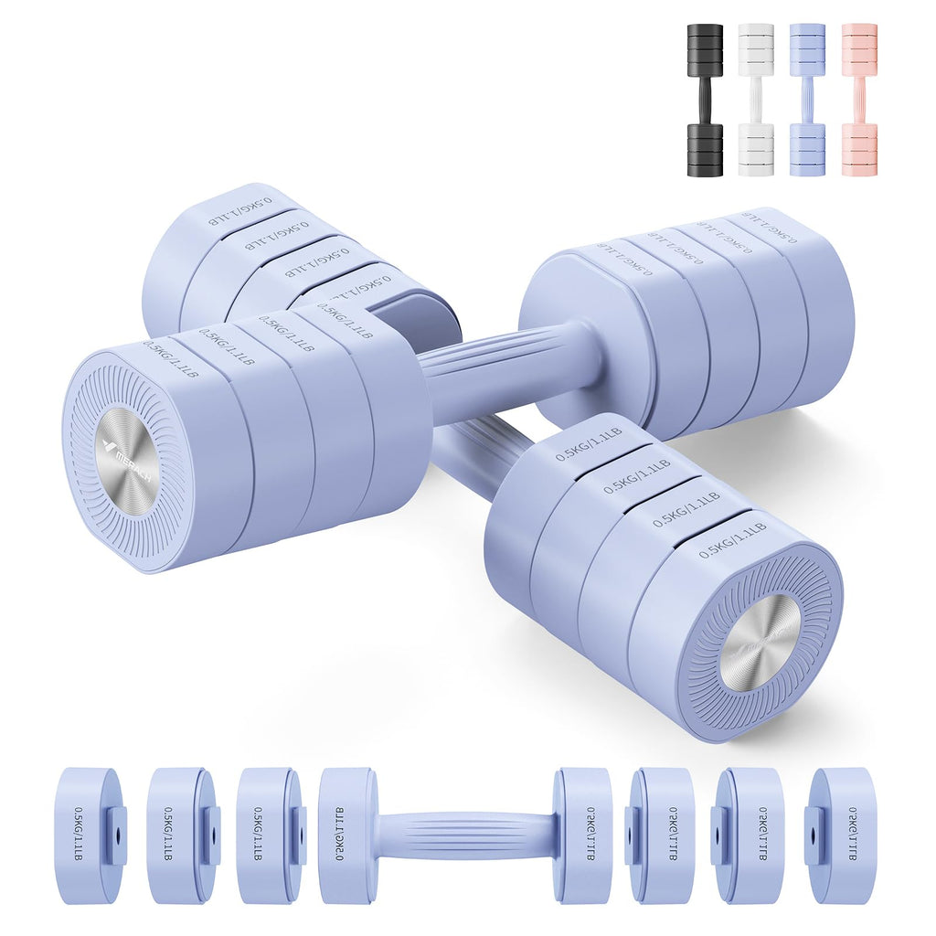 MERACH Adjustable Dumbbell Set of 2 | 4-in-1 Hand Weights 1-4kg - Black