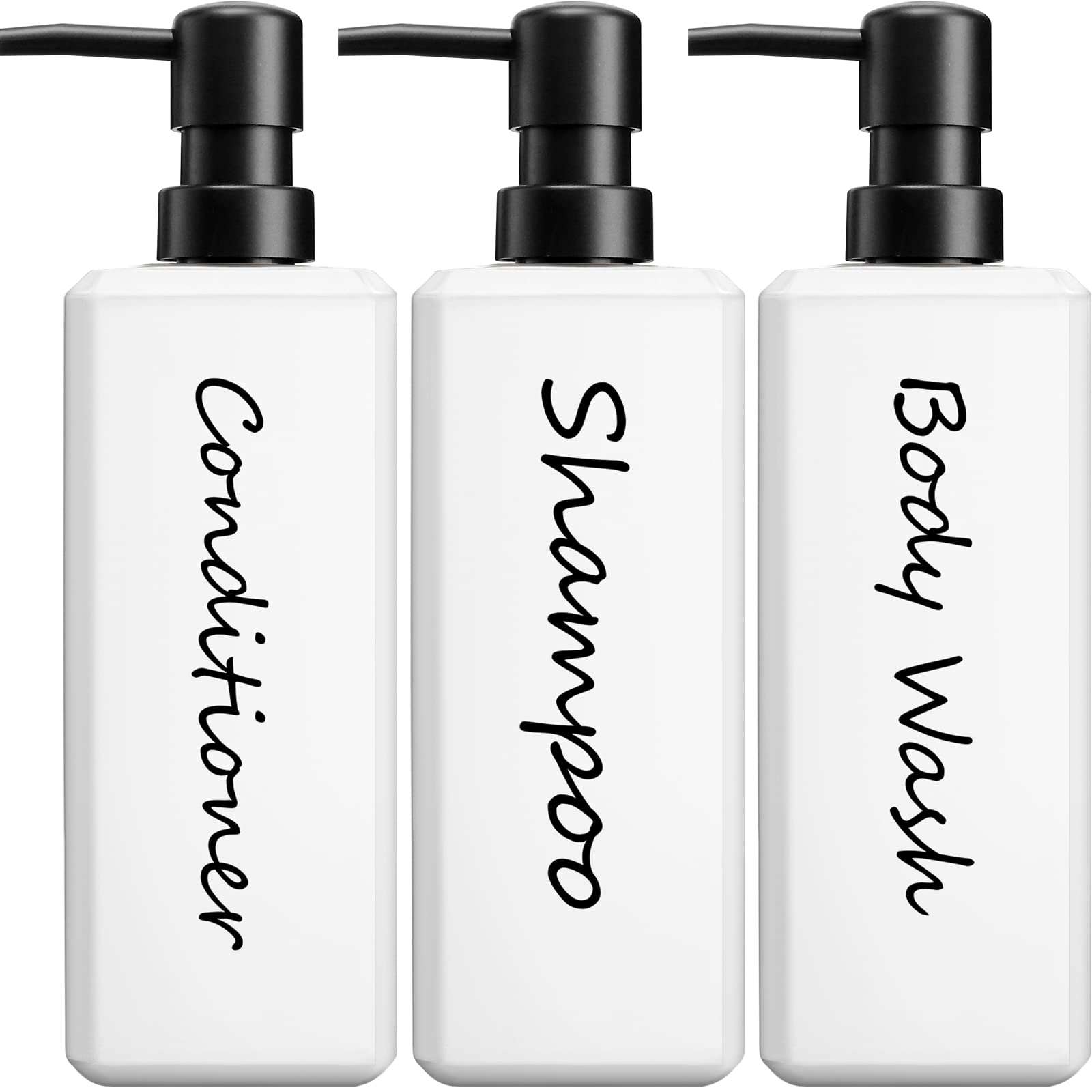 GMISUN Shampoo and Conditioner Bottles | 17oz Square Refillable 3-Pack