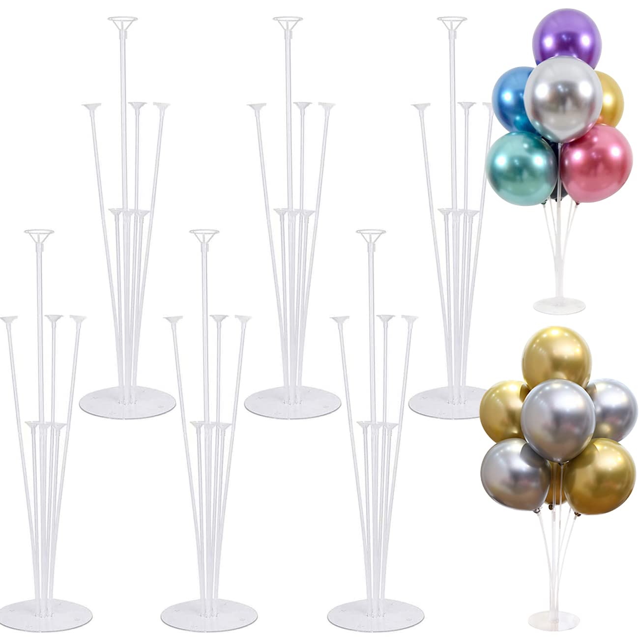 6 Set Balloon Stand Kit - 28 Inch Clear Table Centerpiece