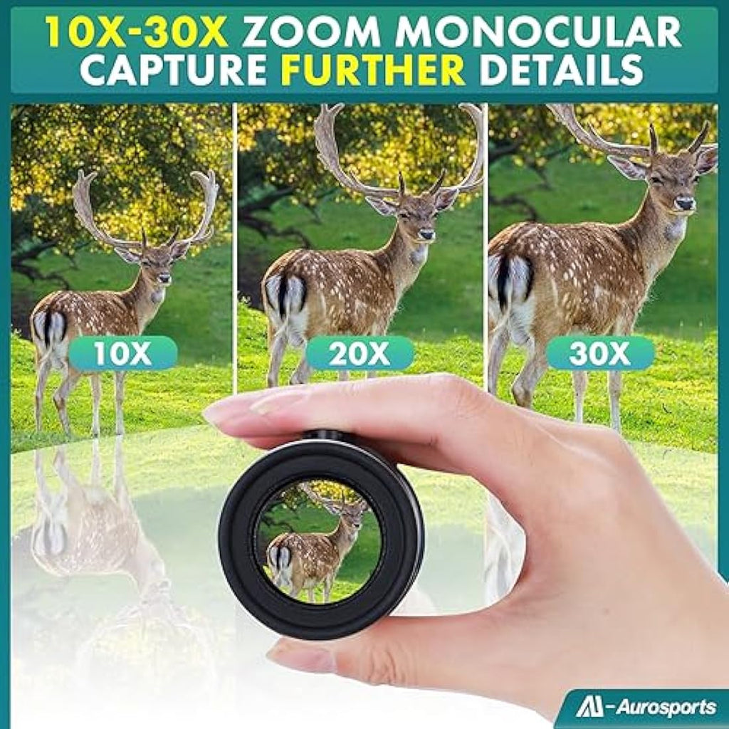 Aurosports 10-30x40 Zoom Monocular | High Power BAK4 Prism Telescope
