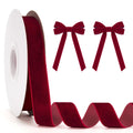 KINGLAKE Dark Red Velvet Ribbon - 20mm x 10M Thick Ribbon for Crafts