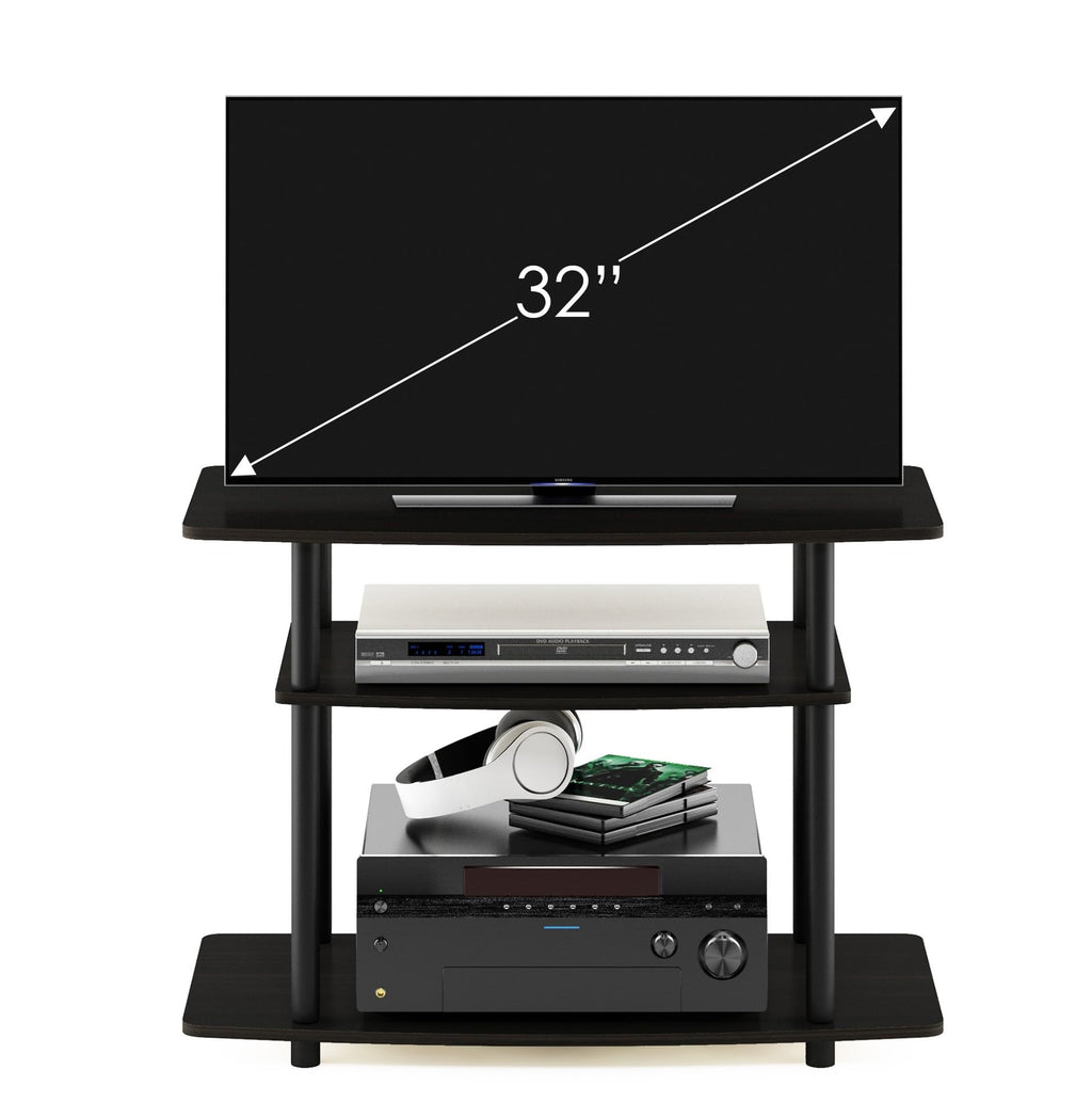Furinno 3-Tier TV Stand Entertainment Center for 32-Inch TV, Espresso/Black