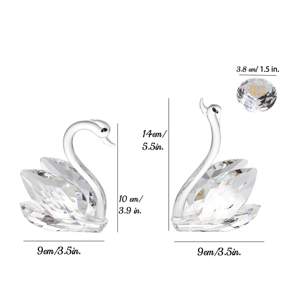 Jolof Store Crystal Swan Figurines | 30th Wedding Anniversary Glass Gift