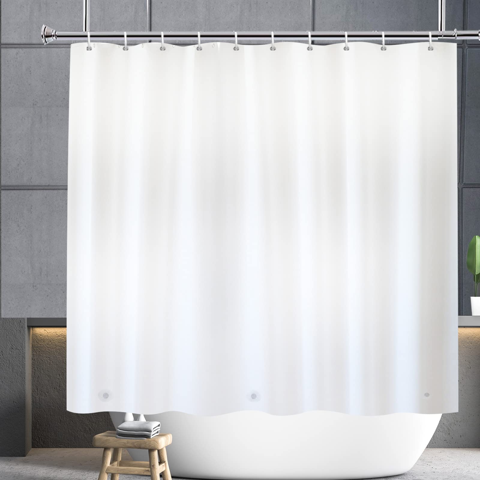 YISURE Short Shower Curtain Liner | White PEVA Waterproof Magnetic Bottom