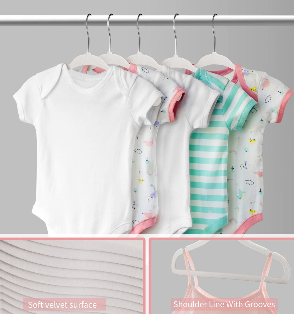 MangoKit Non-Slip Baby Velvet Hangers, Newborn Coat Hangers 15 Pack White - image 3